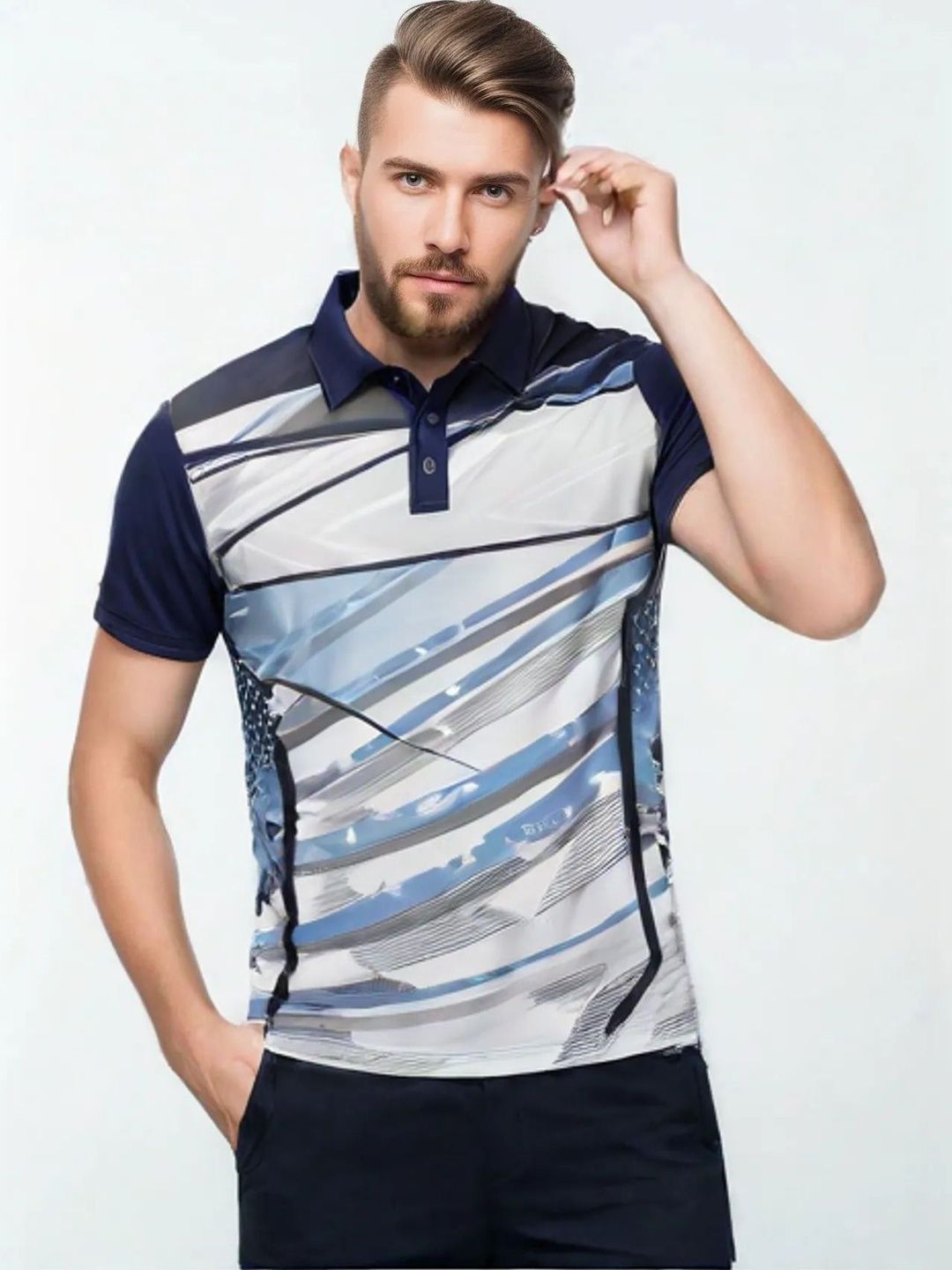 Lookswala Men Printed Polo Collar T-shirt