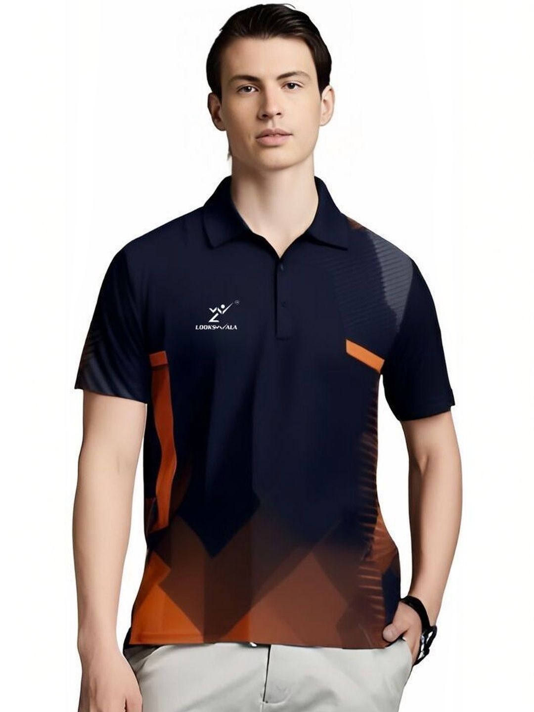 Lookswala Men Printed Polo Collar T-shirt
