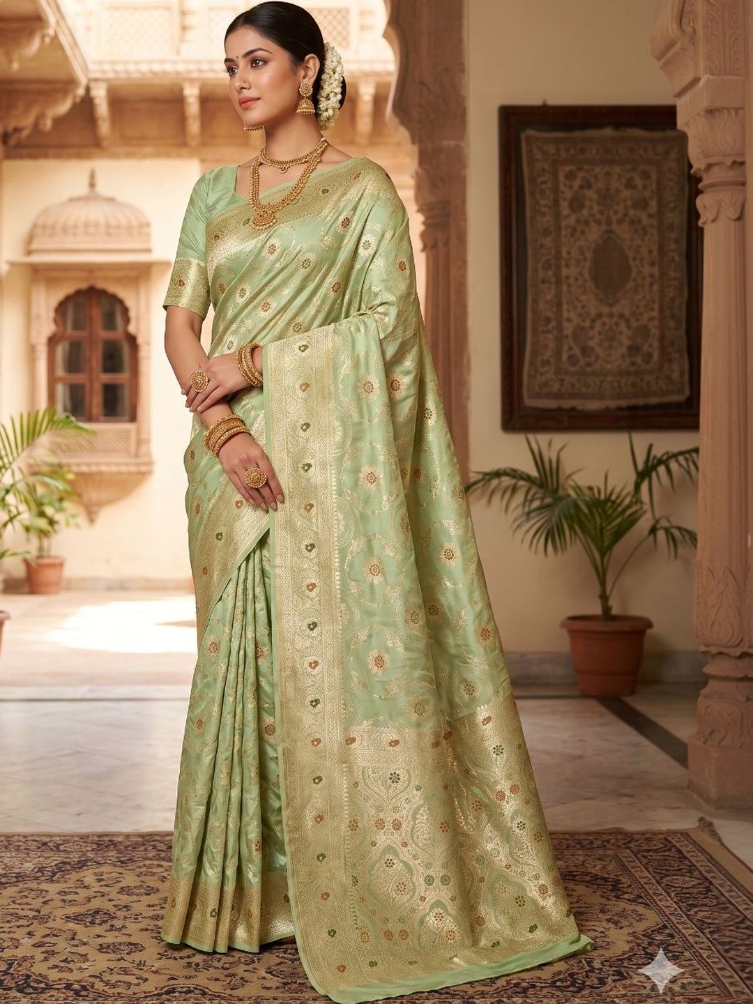 Naarii n Sari Naarii n Sari Ethnic Design Woven Design Zari Silk Blend Saree