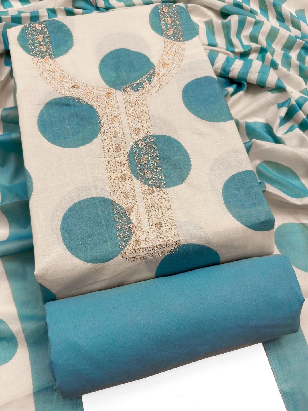 Mitera Printed Pure Cotton Unstitched Dress Material