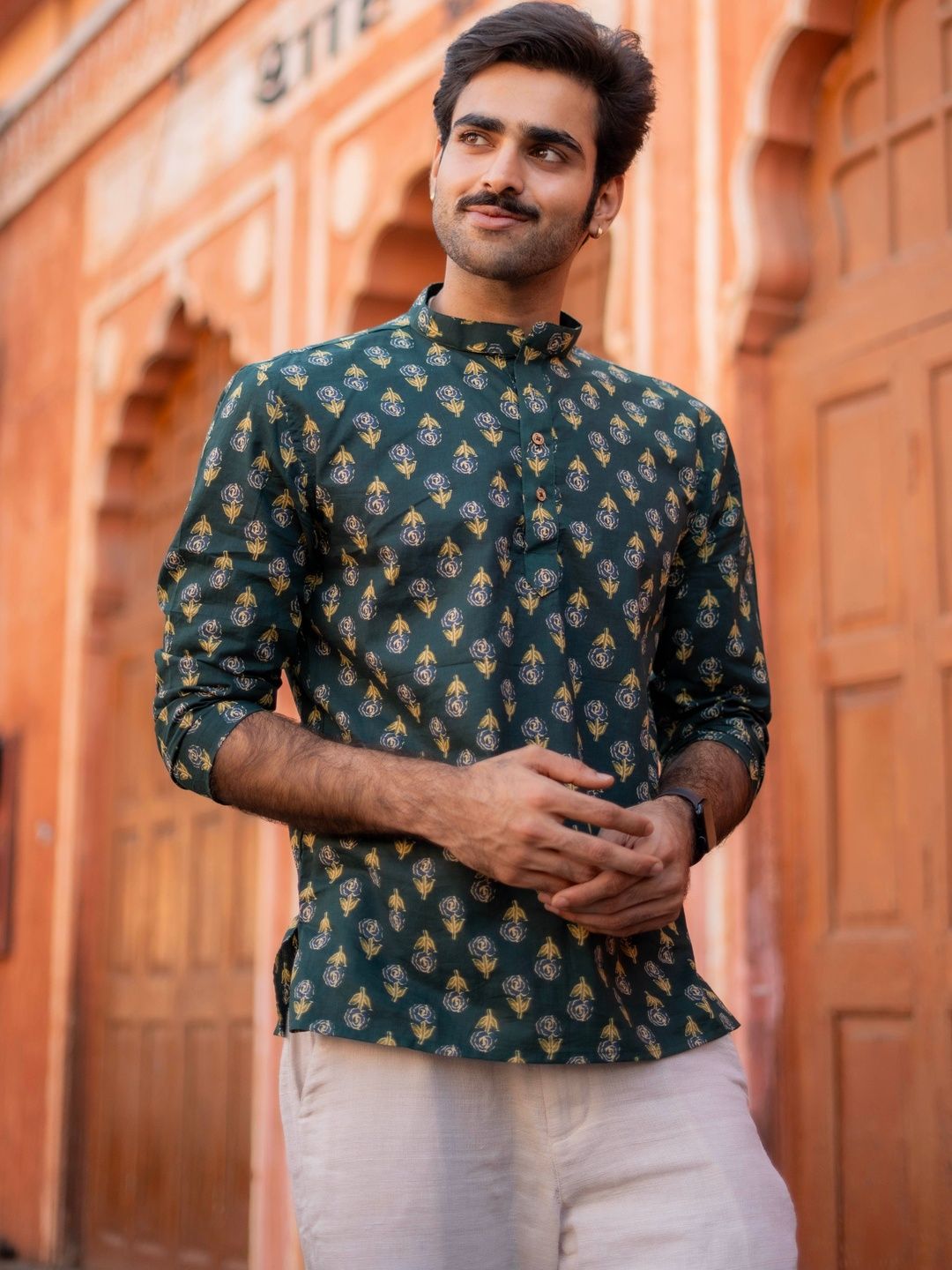 Shasak Men Floral Printed Indie Prints Kurta