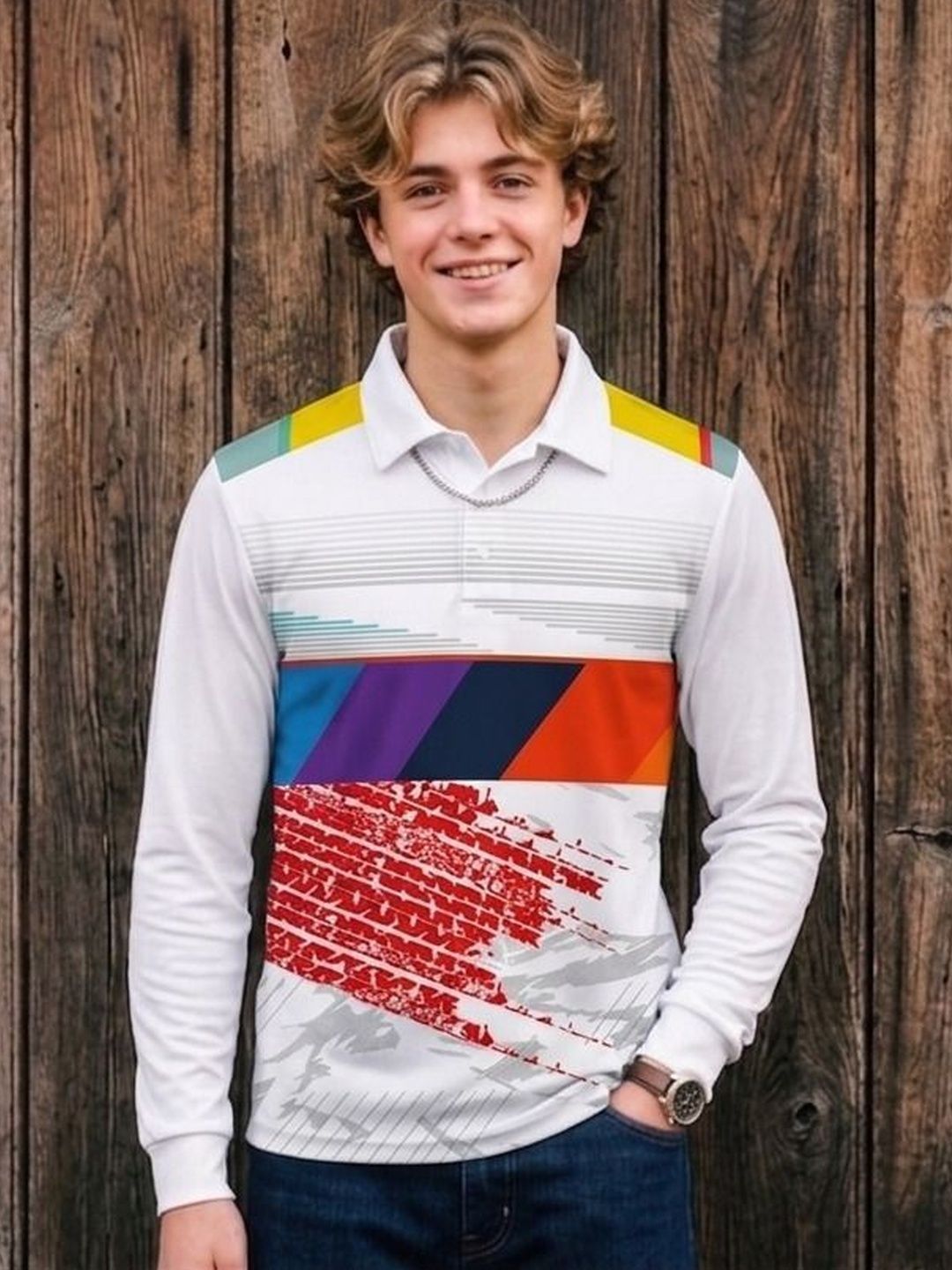 Lookswala Men Printed Polo Collar T-shirt