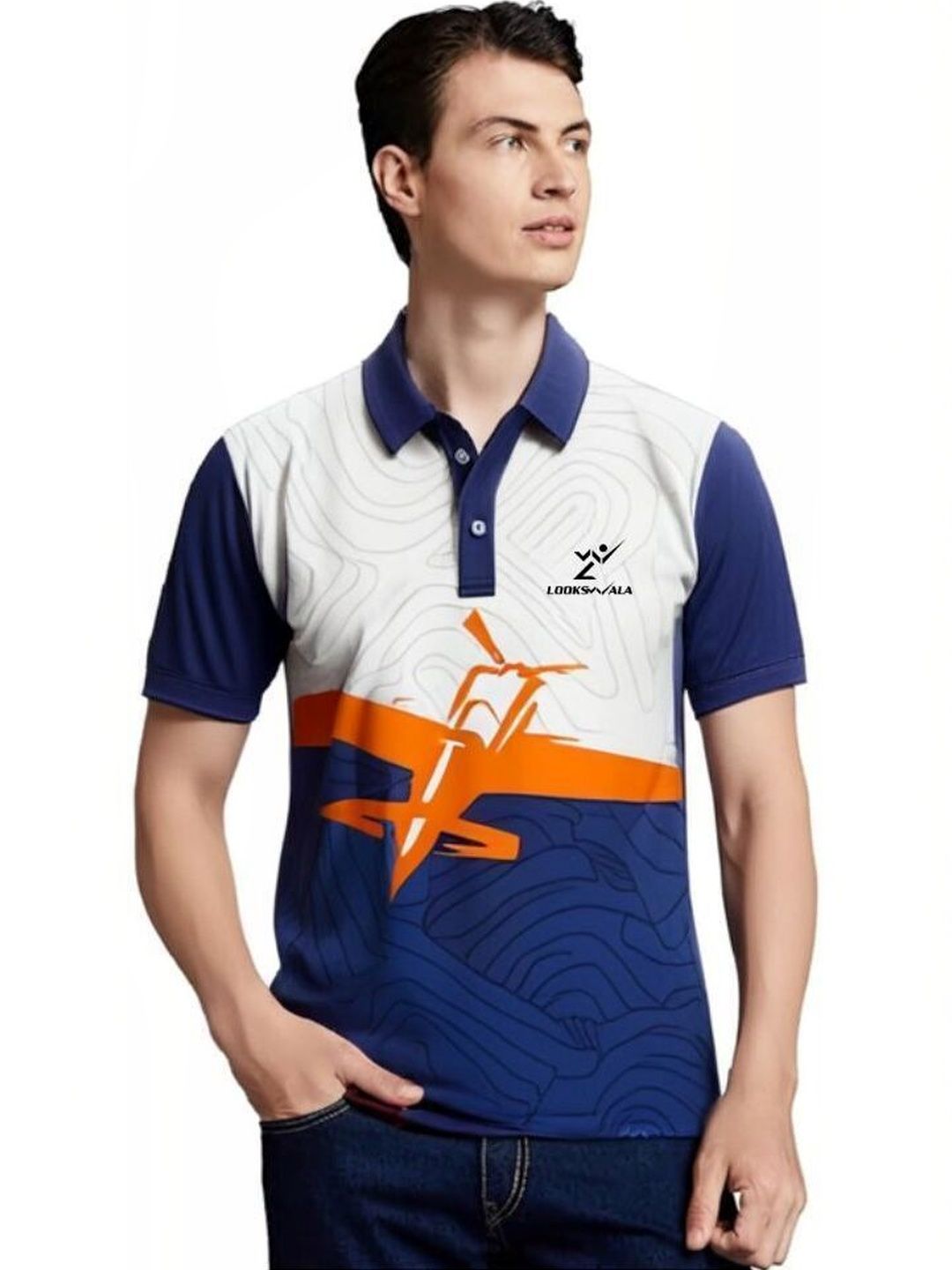Lookswala Men Printed Polo Collar T-shirt