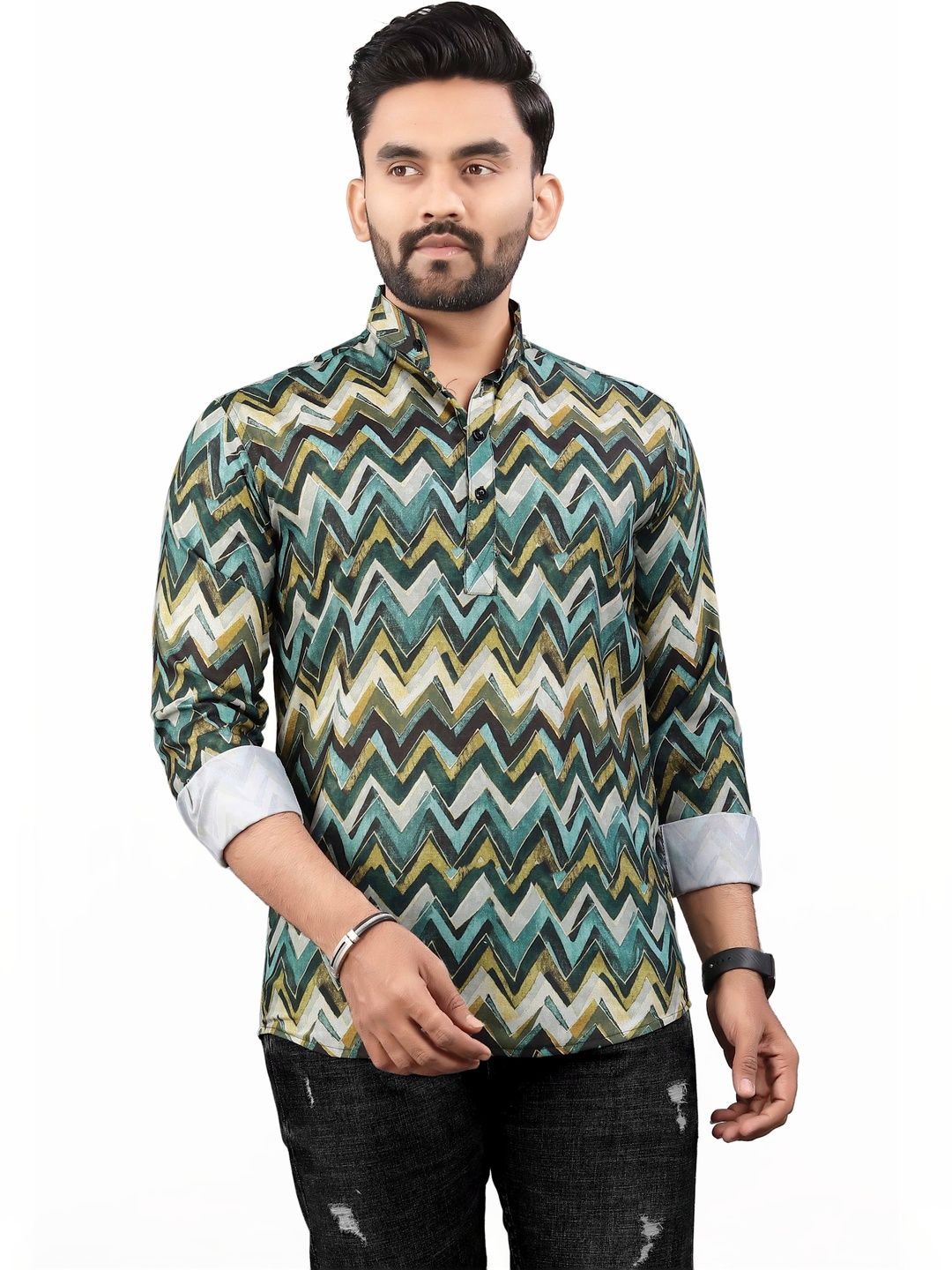 SEDUM SESTRI Men Chevron Printed Kurta