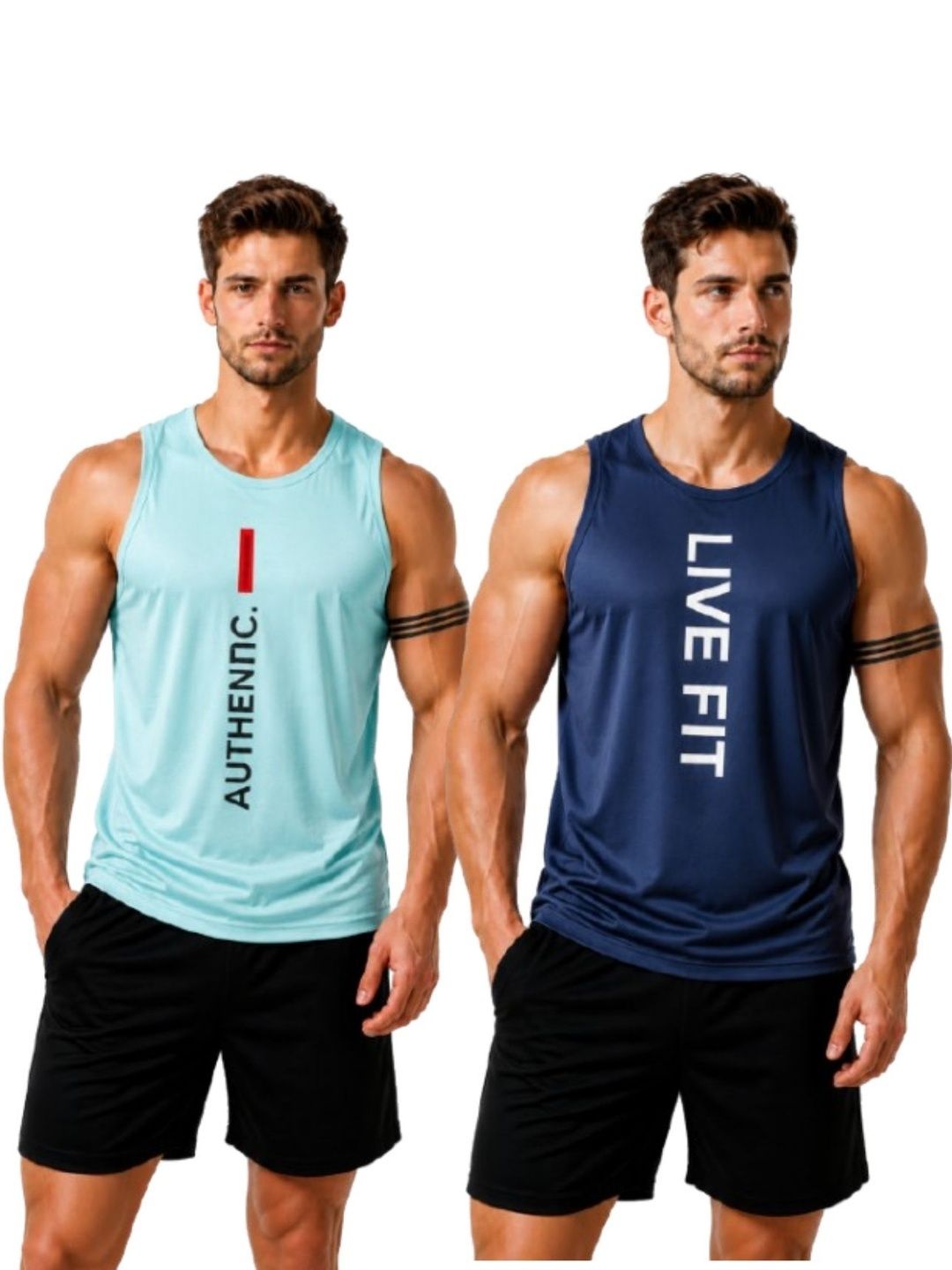 eliteeleganceapparel Pack of 2 Printed Gym Vest