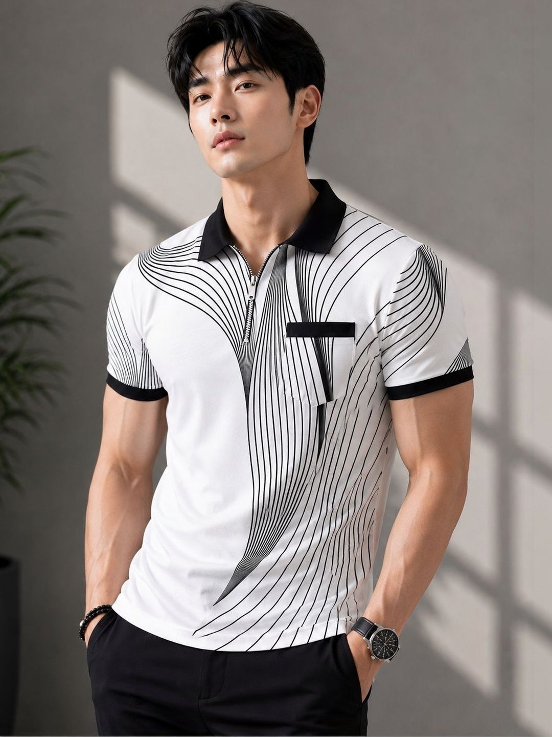 TAZO Men Printed Polo Collar Pockets T-shirt