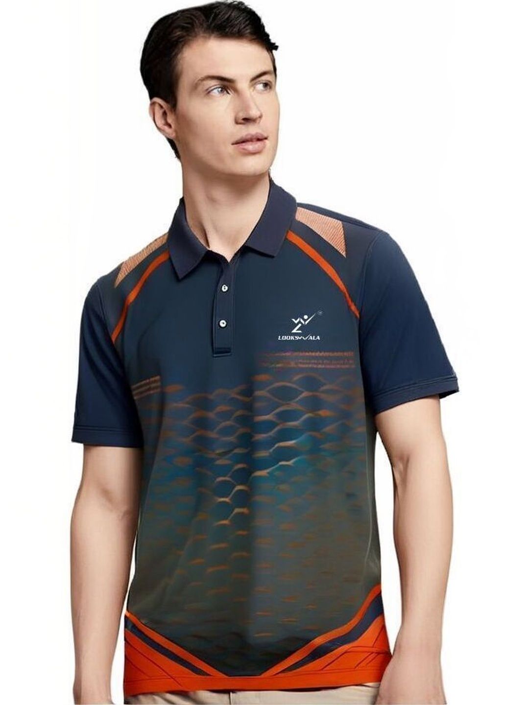 Lookswala Men Printed Polo Collar T-shirt