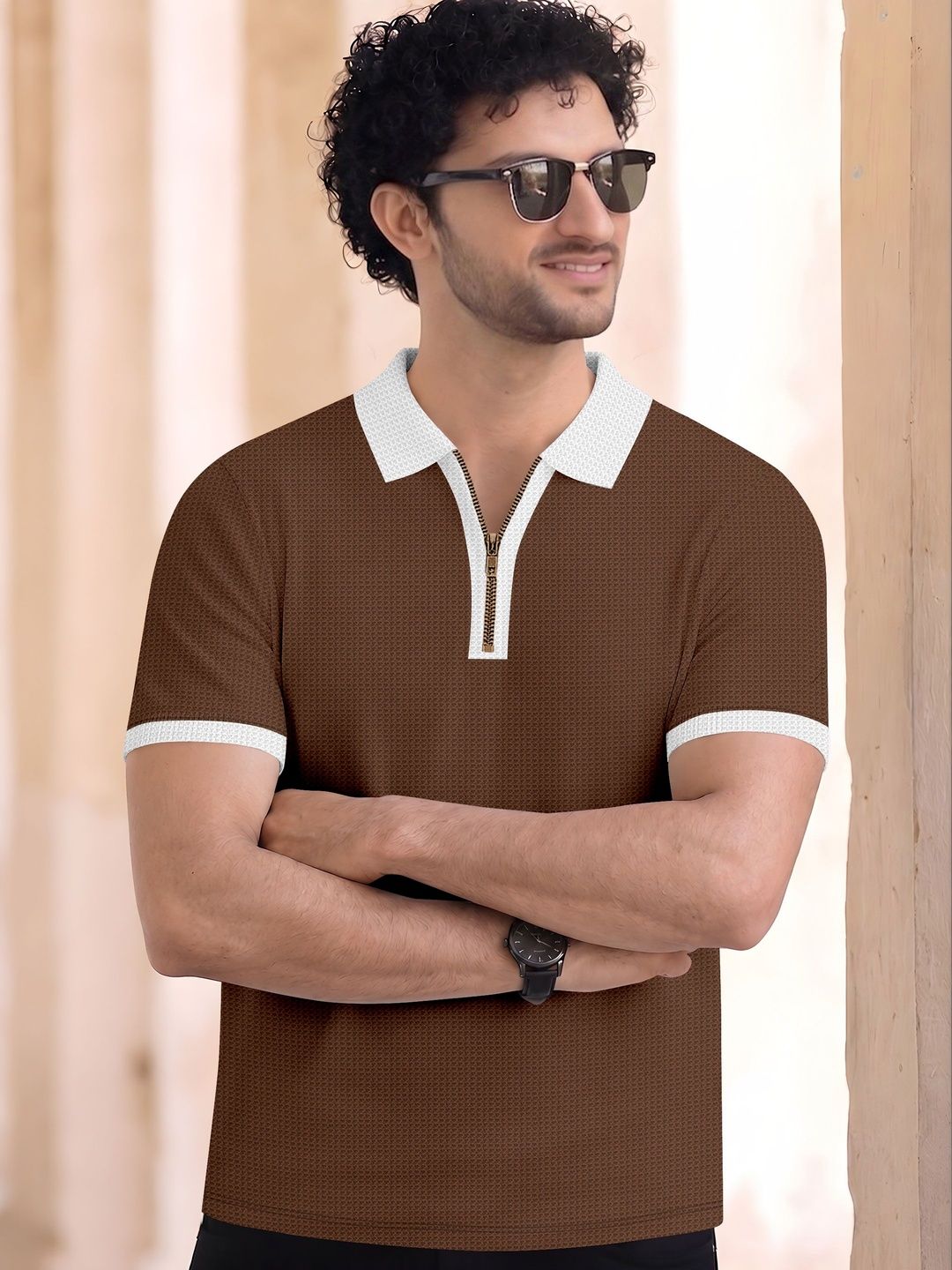 HERE&NOW Men Polo Collar T-shirt