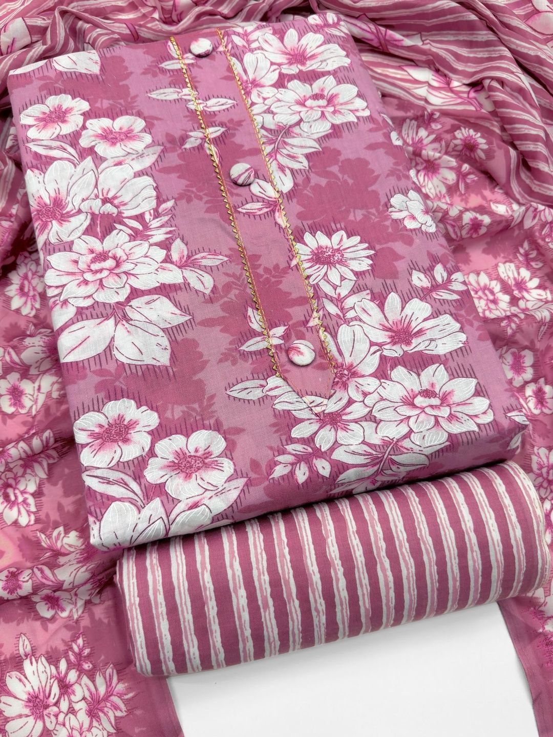 Mitera Printed Pure Cotton Unstitched Dress Material