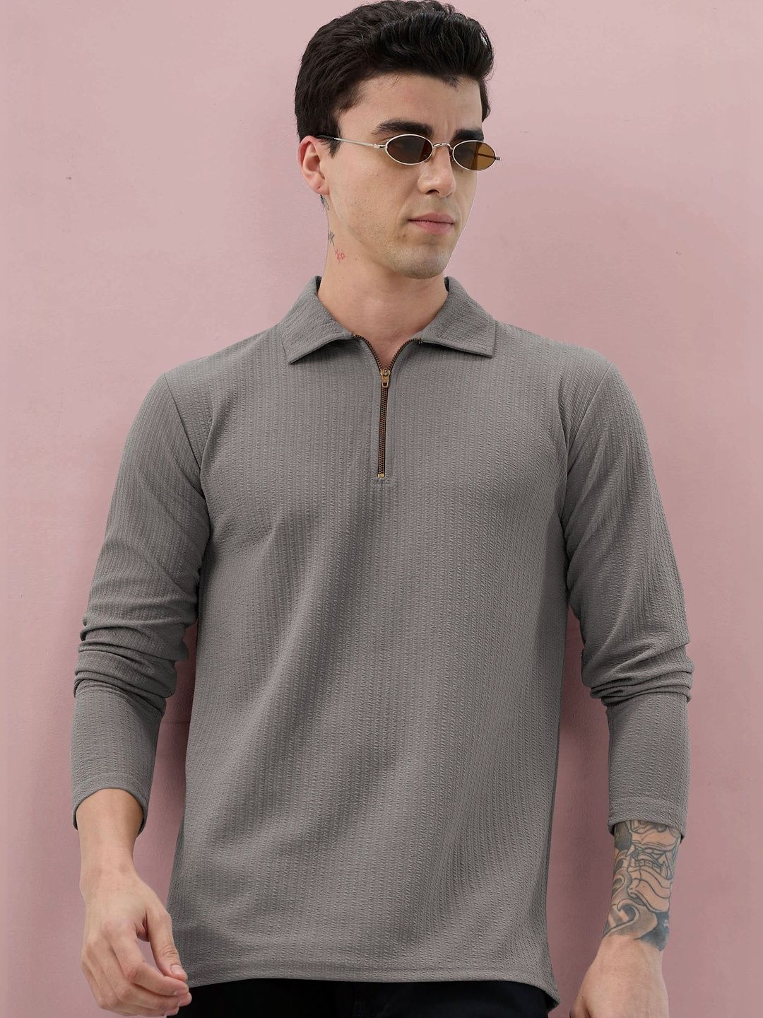 HERE&NOW Men Polo Collar T-shirt