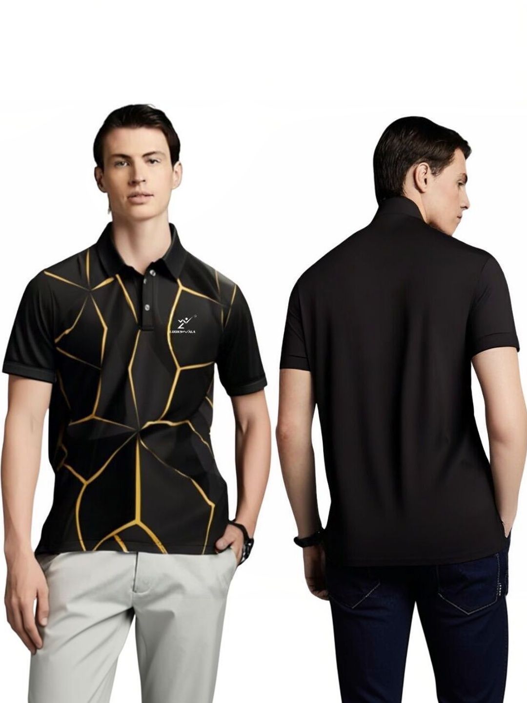 Lookswala Men Printed Polo Collar T-shirt