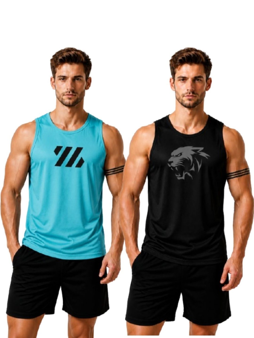 eliteeleganceapparel Pack of 2 Printed Gym Vest
