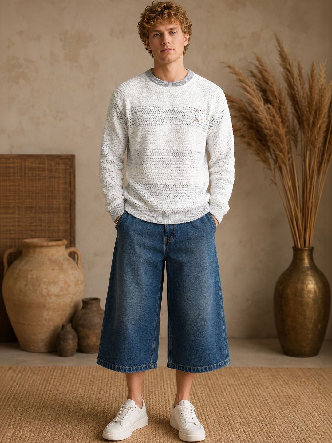 BAESD Men Cable Knit Woollen Pullover