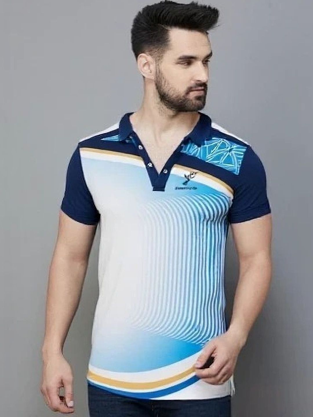 Lookswala Men Printed Polo Collar T-shirt
