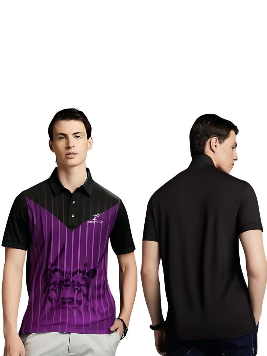 Lookswala Men Printed Polo Collar T-shirt