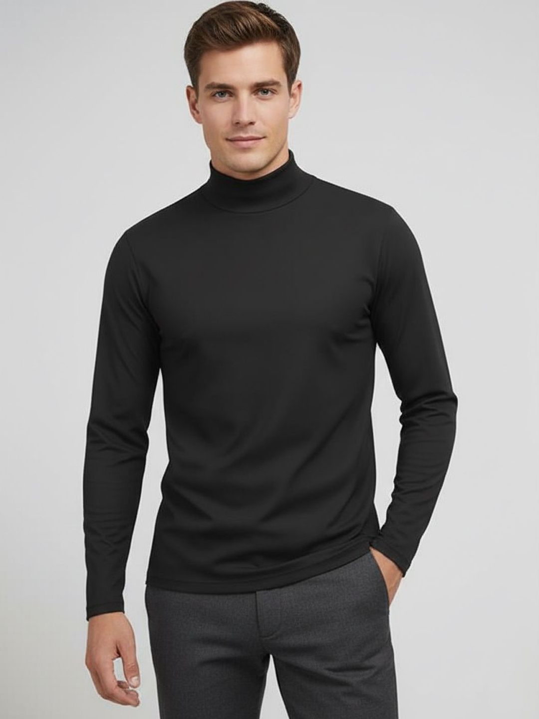 JUST ROAR Men Turtle Neck T-shirt