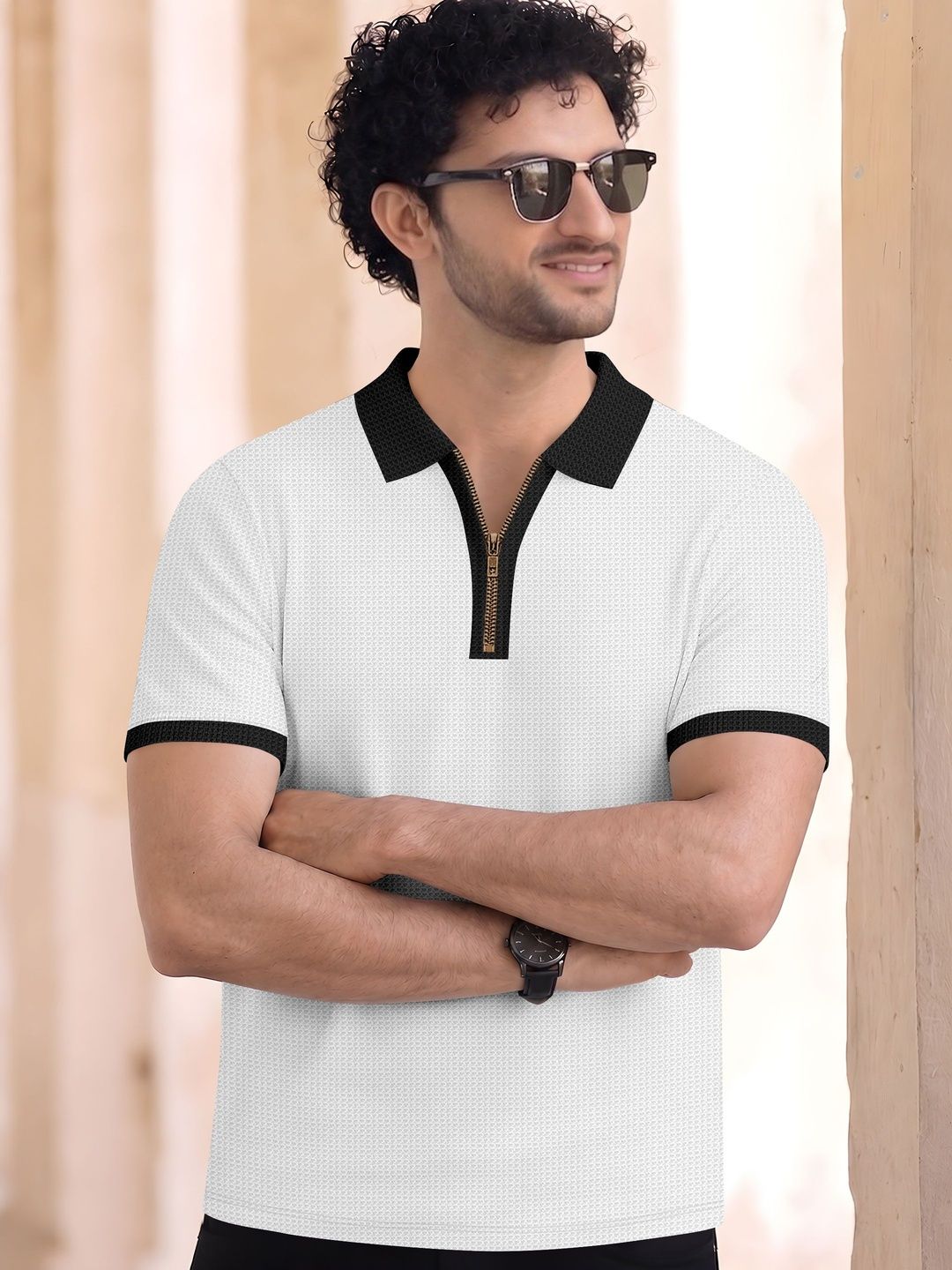 HERE&NOW Men Polo Collar T-shirt