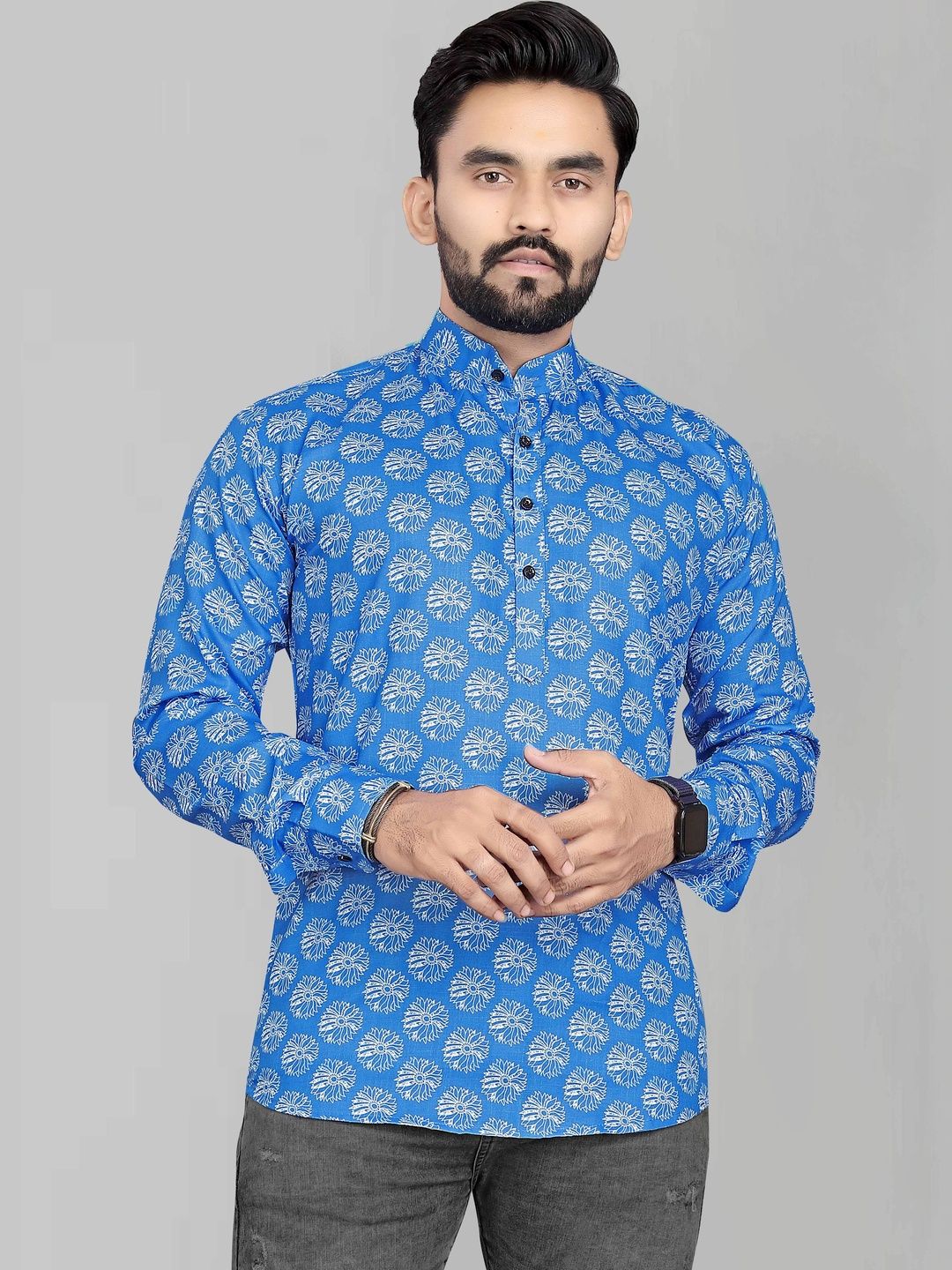 SEDUM SESTRI Men Floral Printed Block Print Kurta