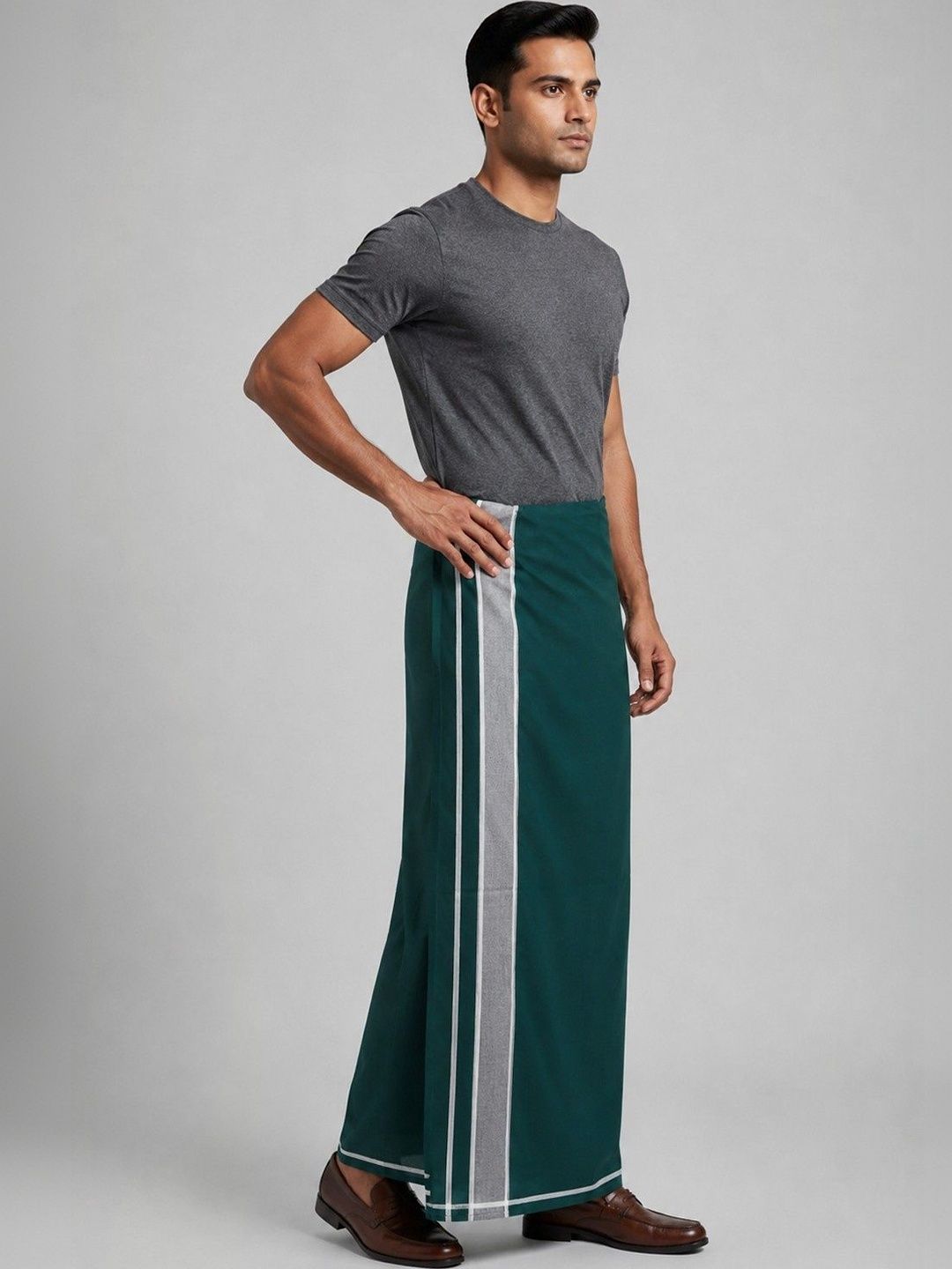 Sharan Elegance Men Striped Cotton Dhoti Dhotis