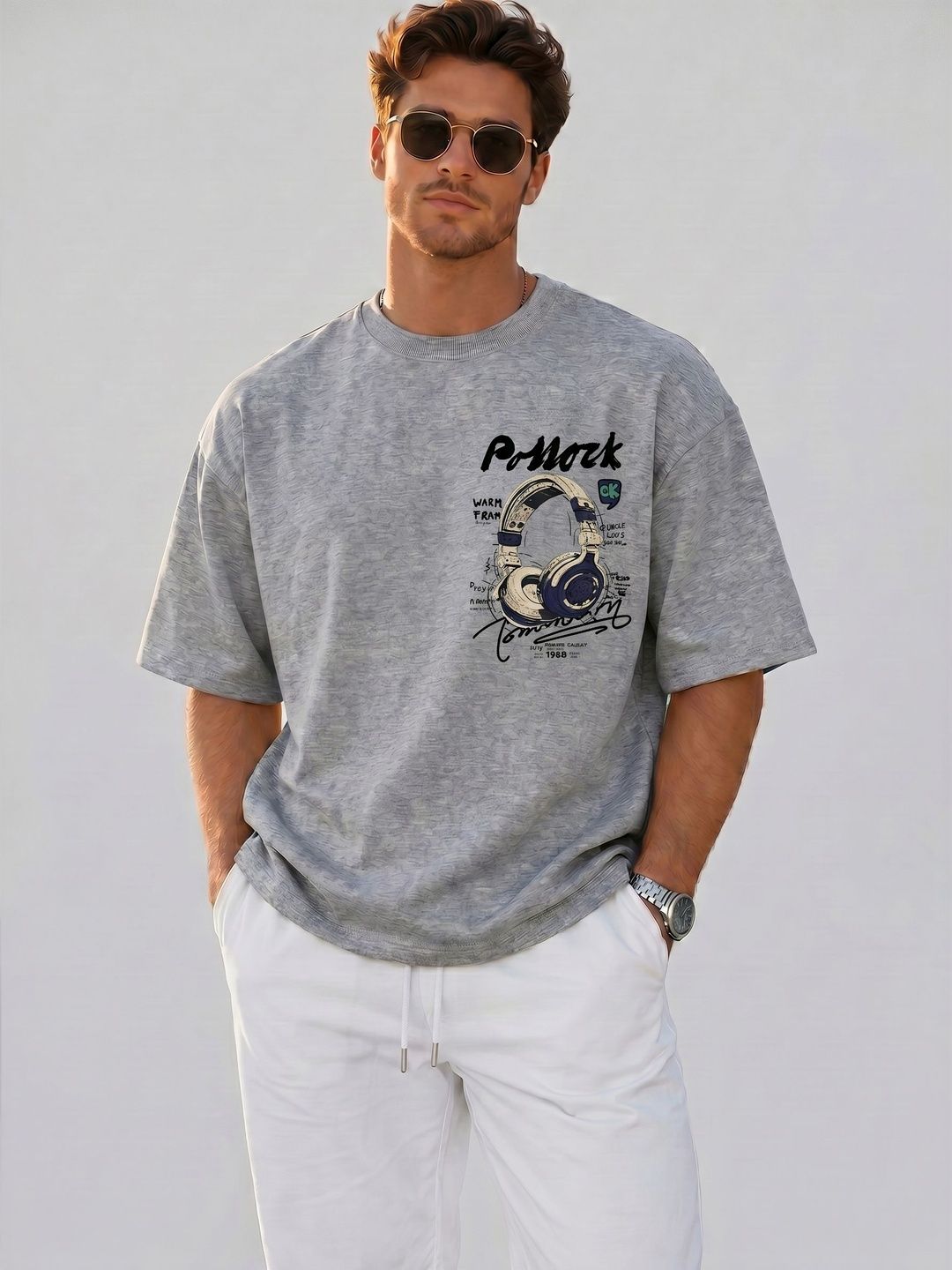 LECOWAR LECOWAR Men Oversized Graphic T-shirt