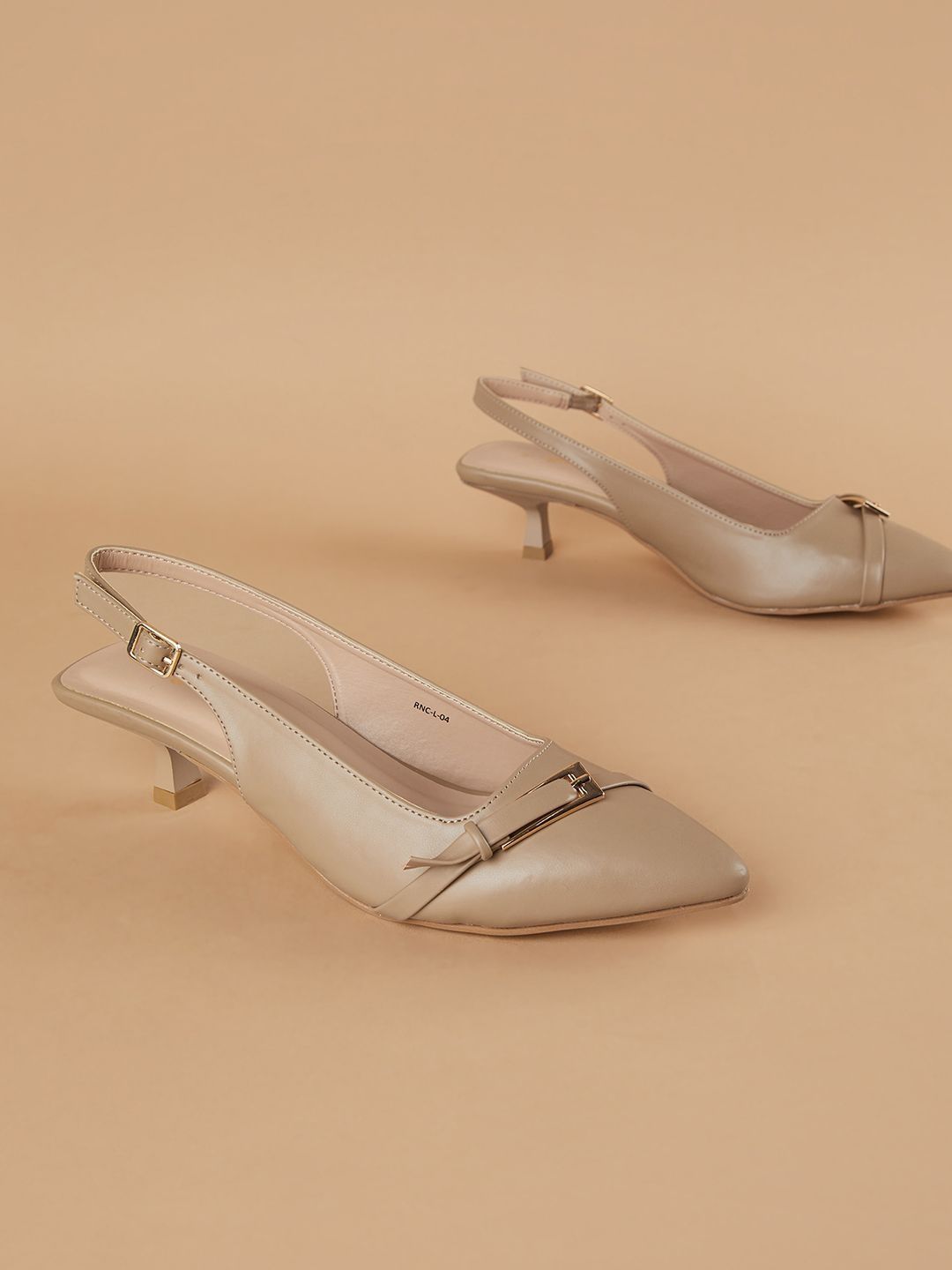 Ginger by Lifestyle PU Kitten Pumps with Buckles