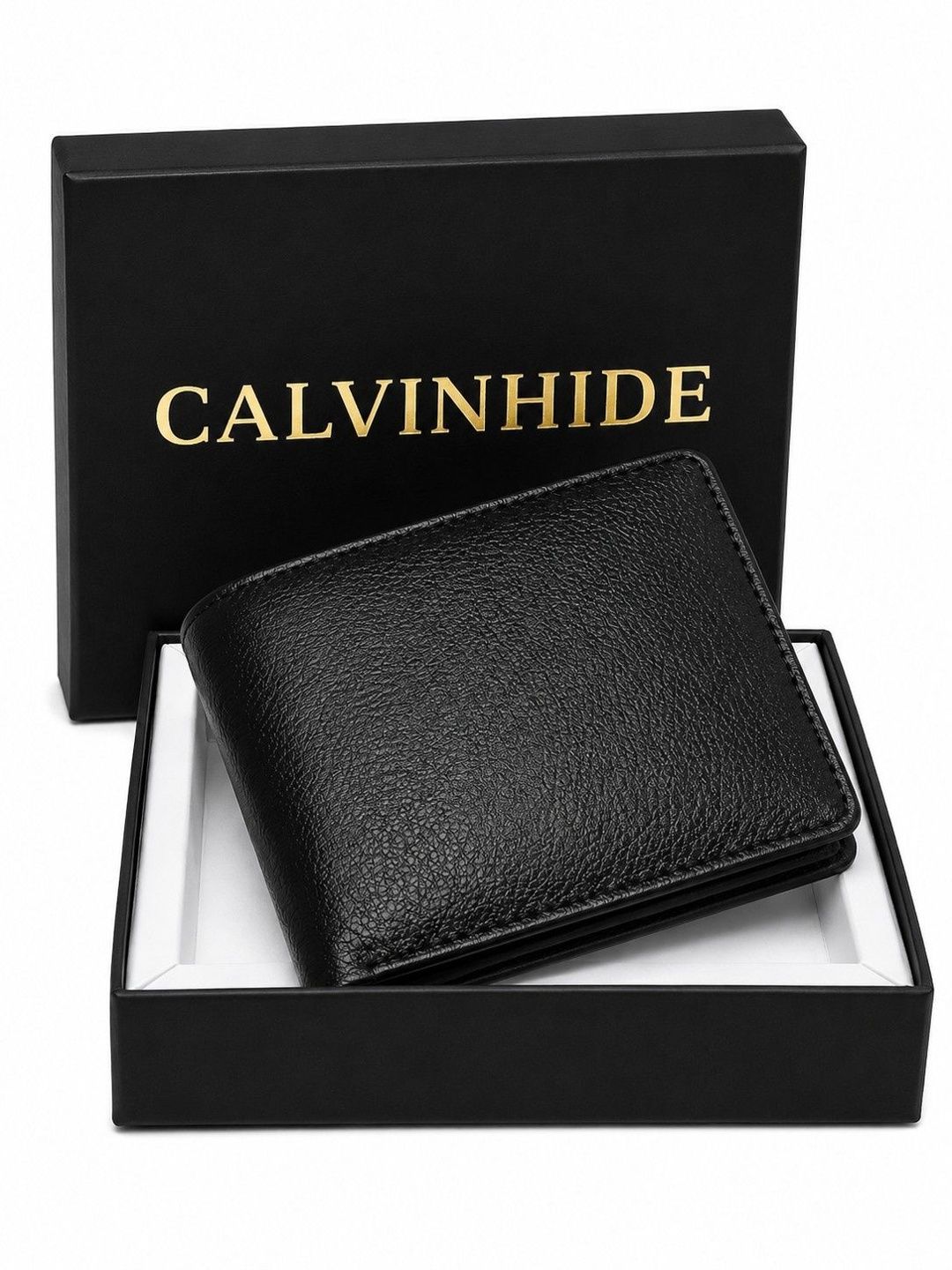 Calvinhide Men Textured Leather Two Fold Wallet