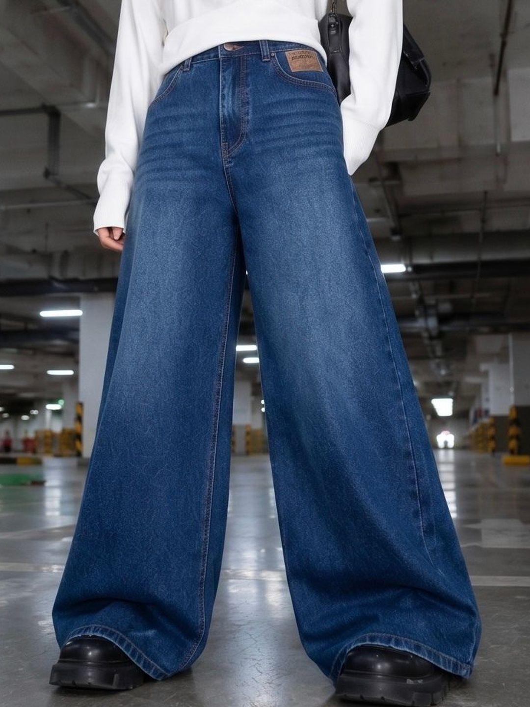 MERCEL Women Wide Leg High-Rise Light Fade Stretchable Jeans