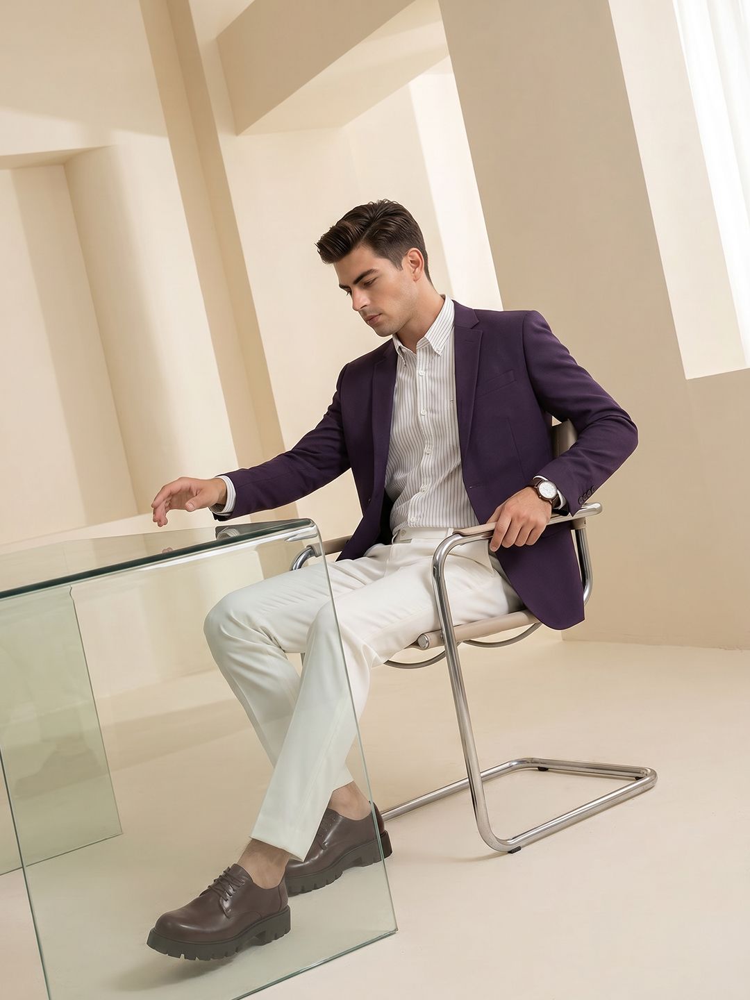 INVICTUS Single Breasted Notched Lapel Collar Formal Blazer