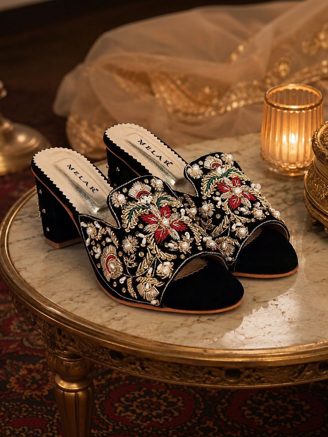 MELAR MELAR Embellished Block Mules