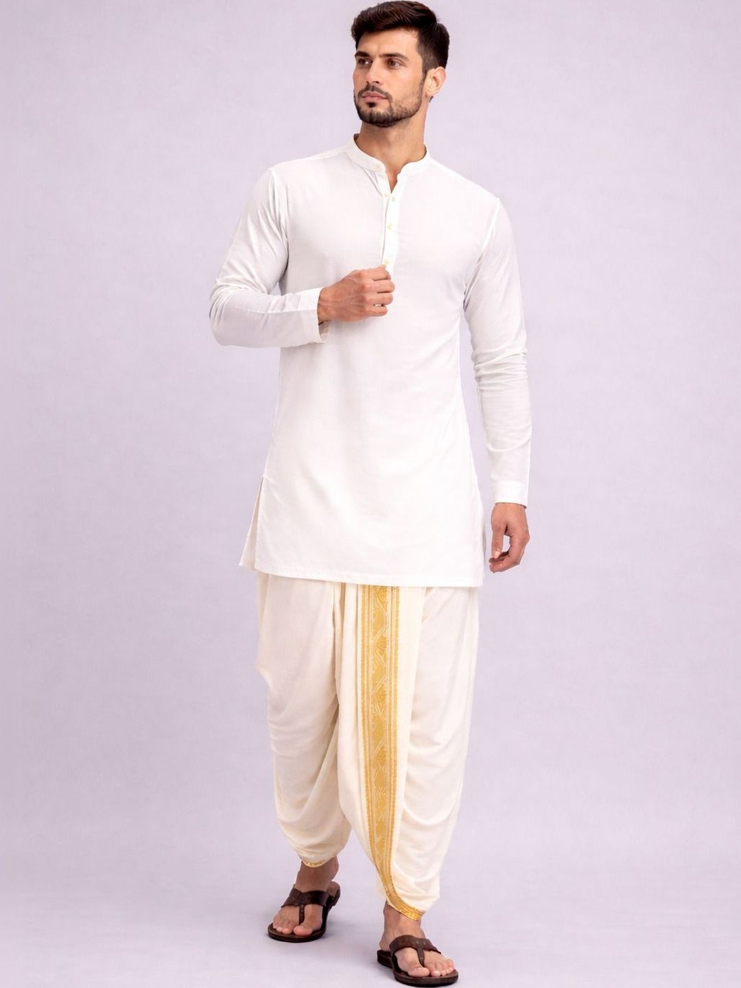 Shree shyam Handloom Men Embroidered Dhoti Dhotis