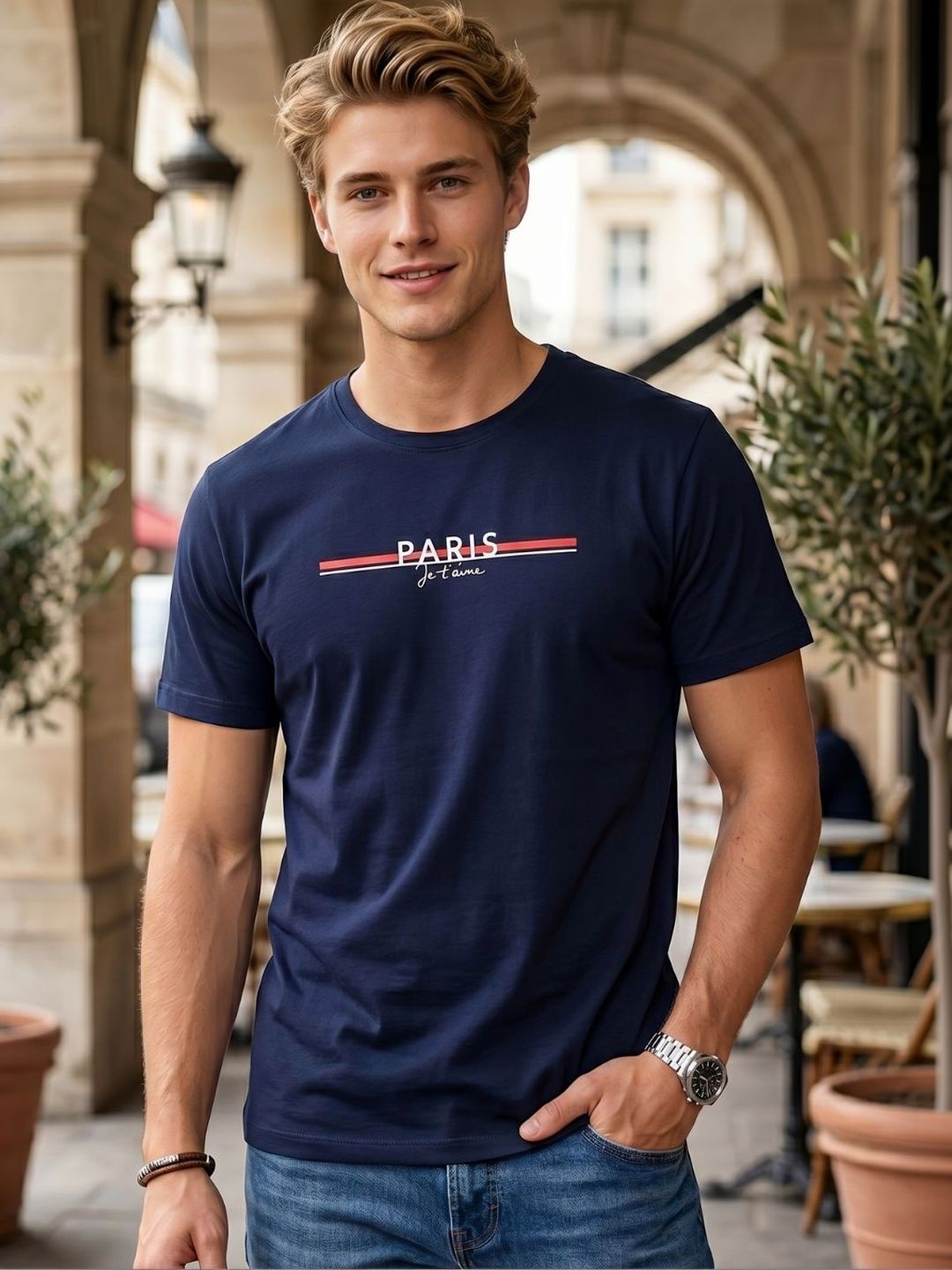 WEET Typography Printed Cotton Round Neck T-shirt