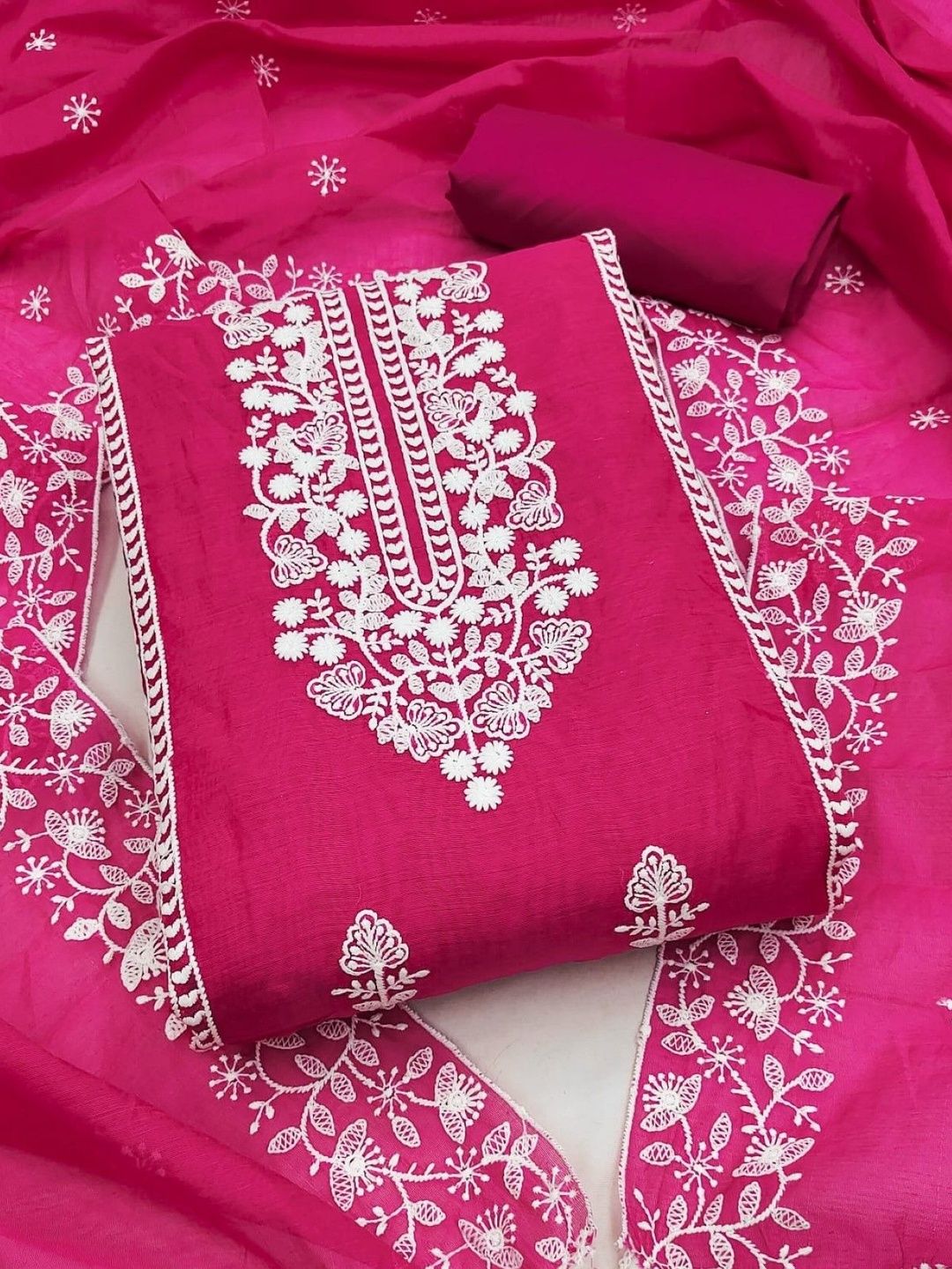 Moda Rapido Embroidered Art Silk Unstitched Dress Material