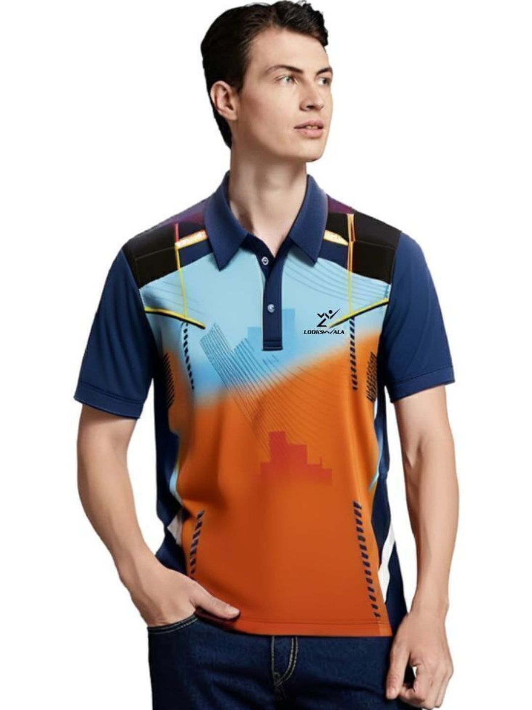 Lookswala Men Printed Polo Collar T-shirt