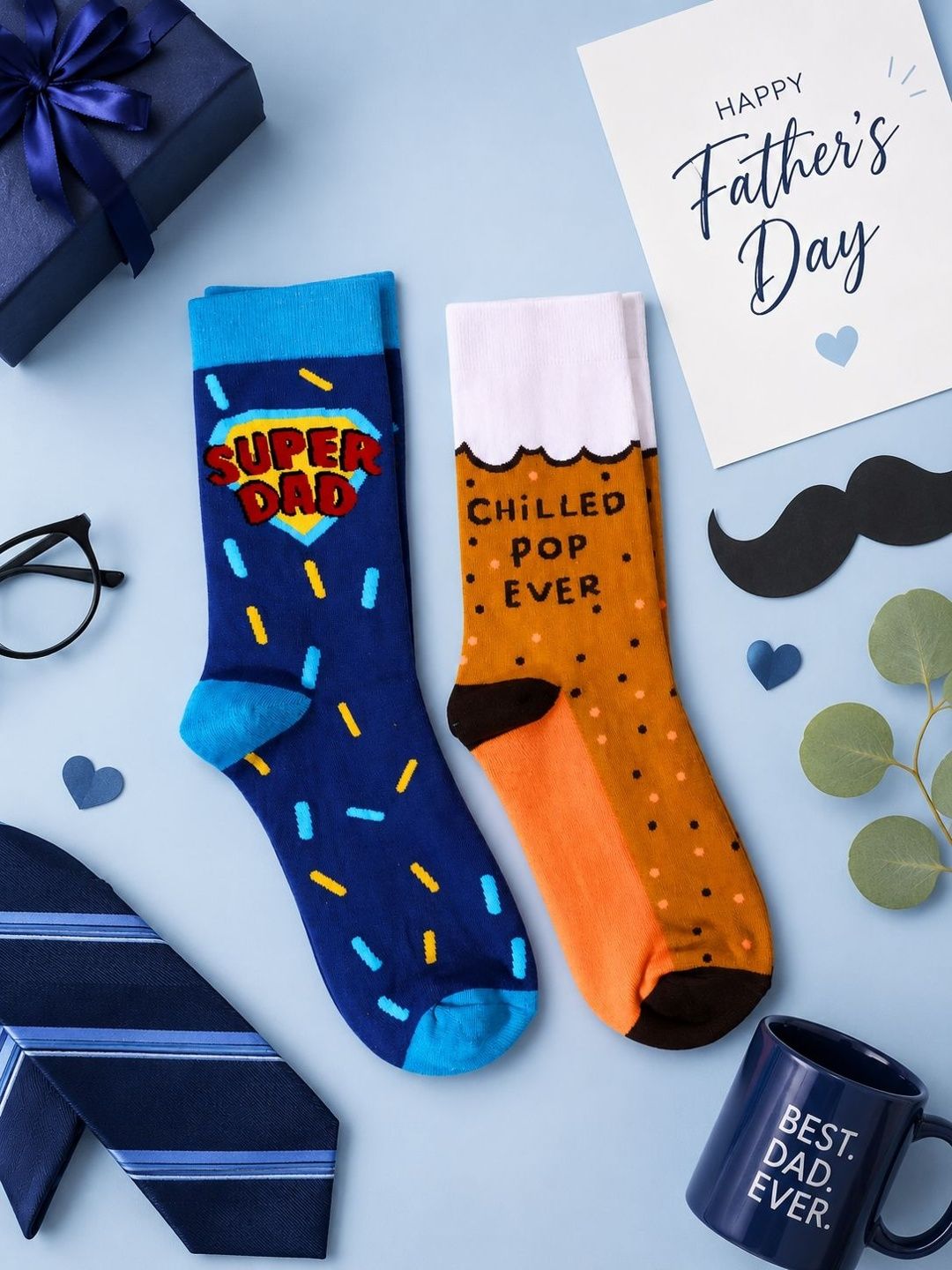 Thela Gaadi Men Pack Of 2 Patterned Calf Length Socks