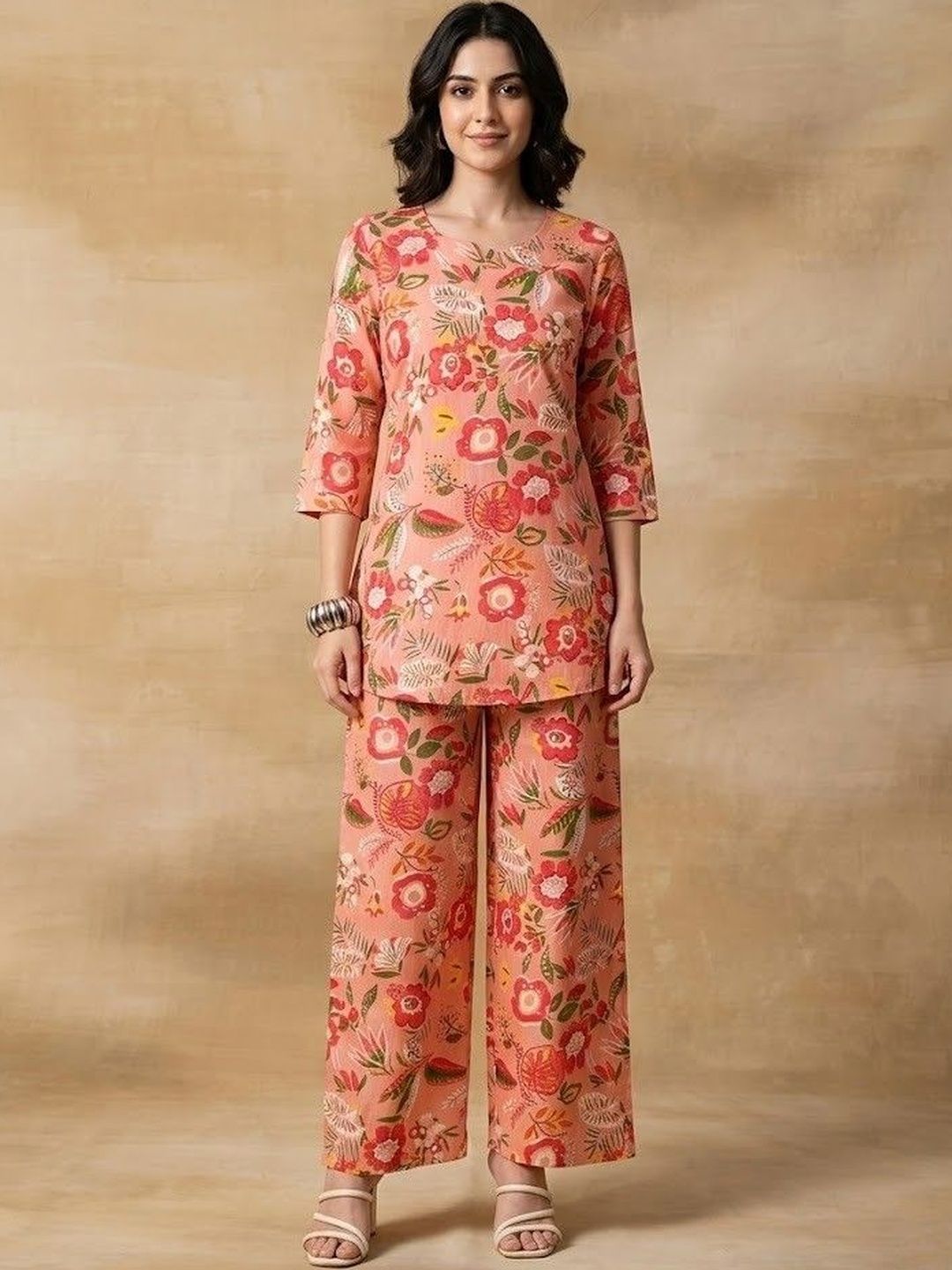 GULMEHAK Floral Cotton Printed Tunic with Palazzos
