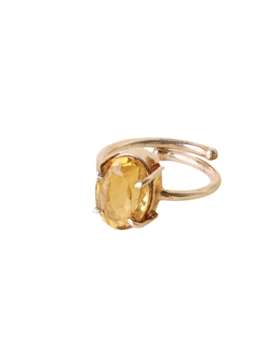 Shubhanjali Silver-Plated Stone-Studded Adjustable Finger Ring