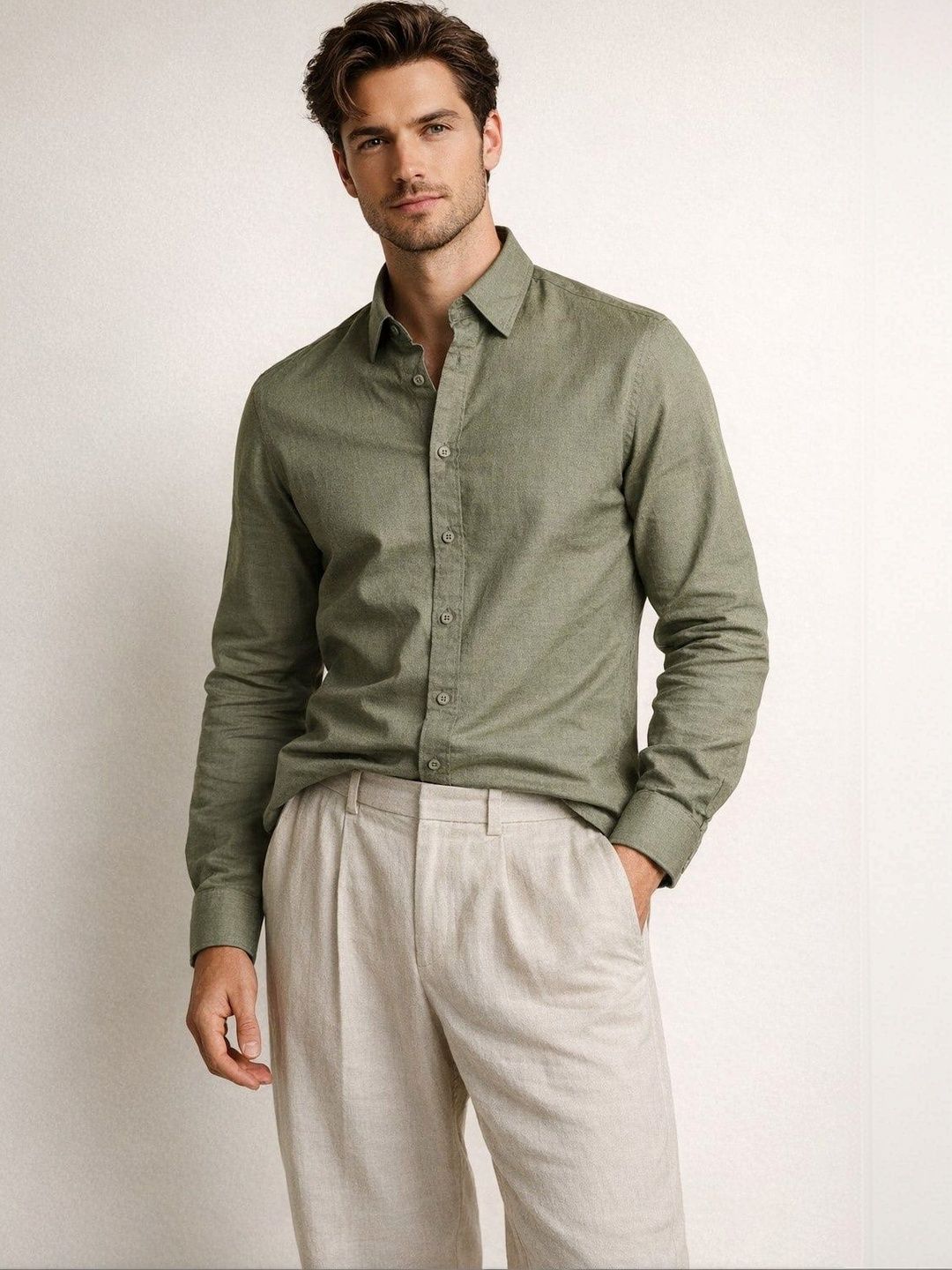 Hetiers Men Slim Fit Casual Shirt