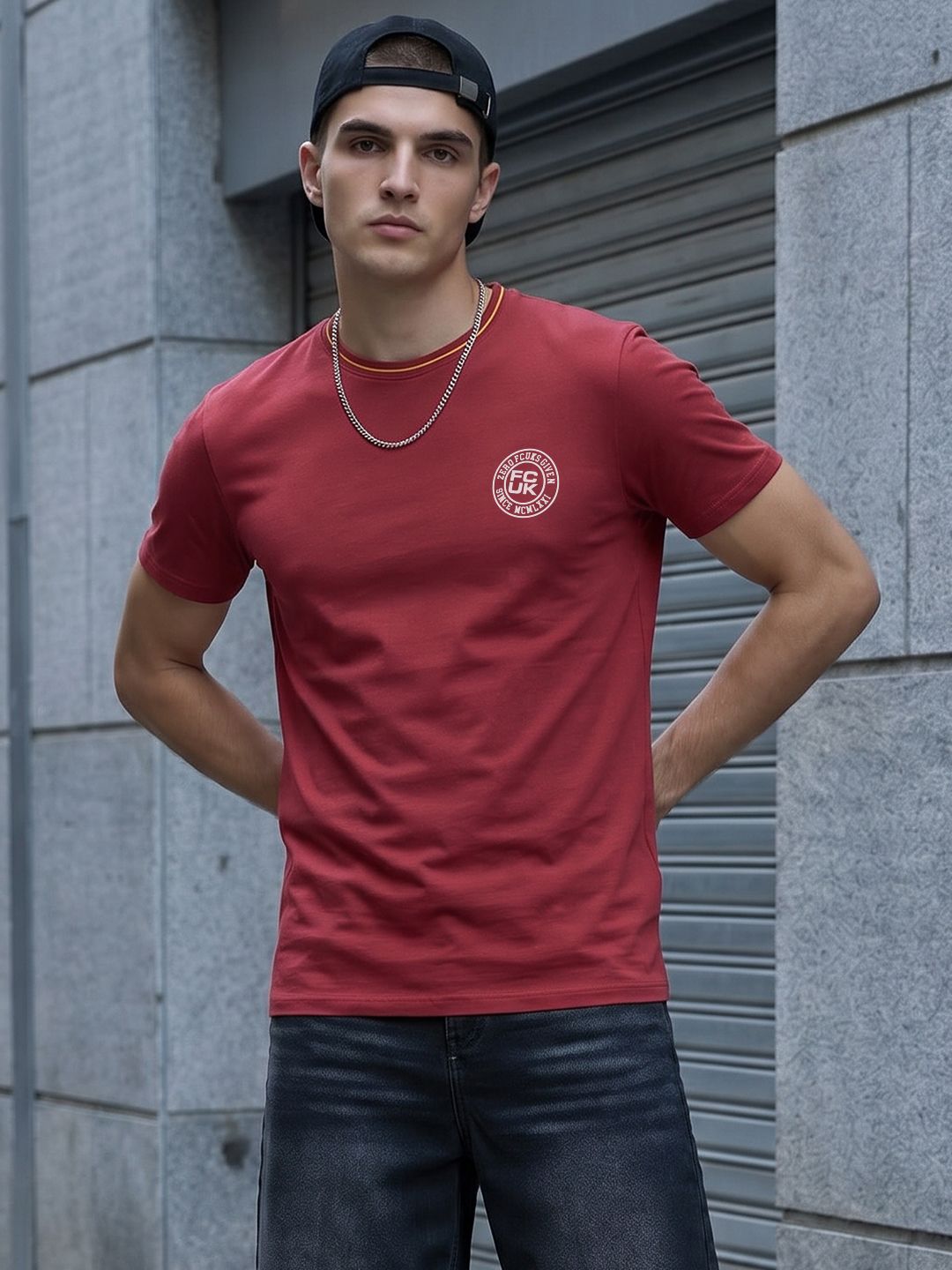 FCUK Round Neck Pure Cotton T-shirt