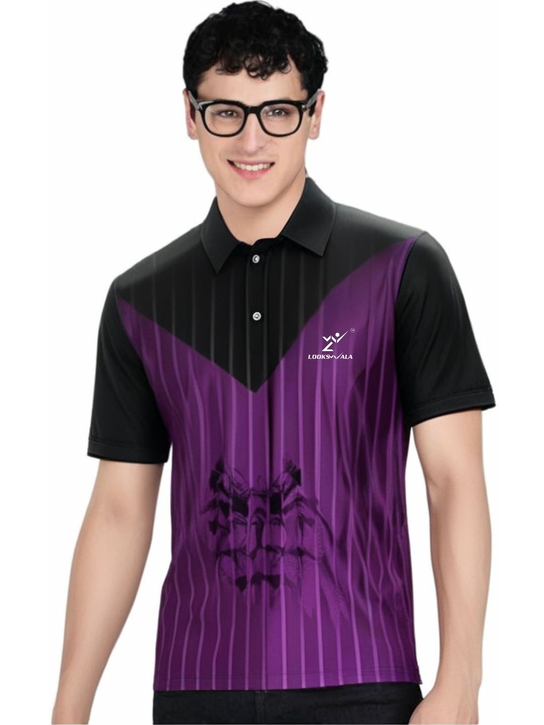 Lookswala Men Printed Polo Collar Pockets T-shirt