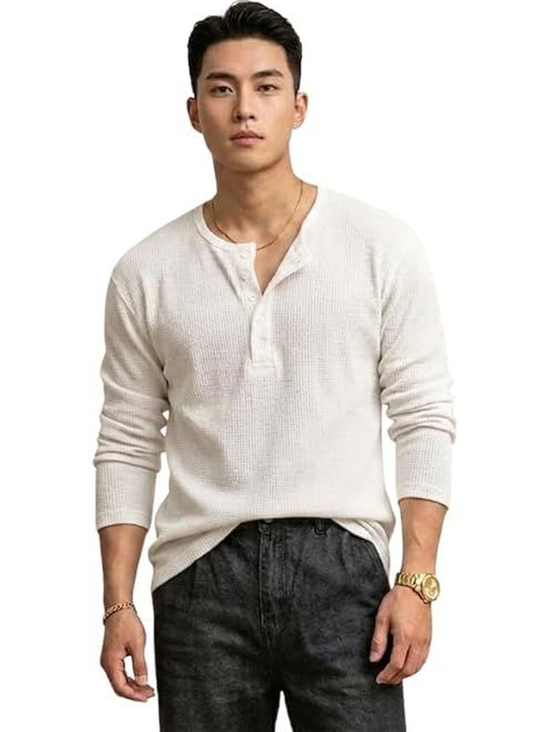 Narsingha Dreams Men Henley Neck T-shirt