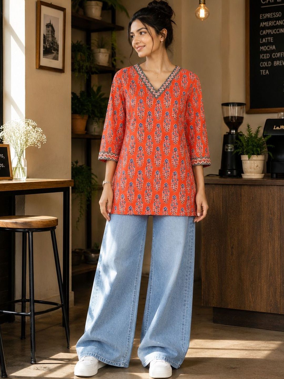SAIYAMORI Viscose Rayon Printed Ethnic Tunic