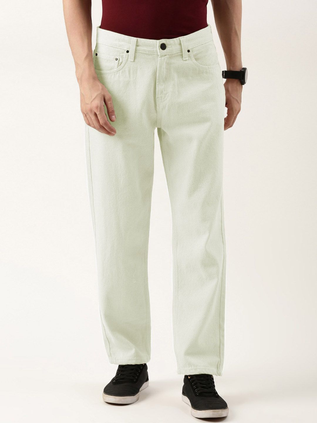Bene Kleed Men White Relaxed Fit Mid Rise Jeans