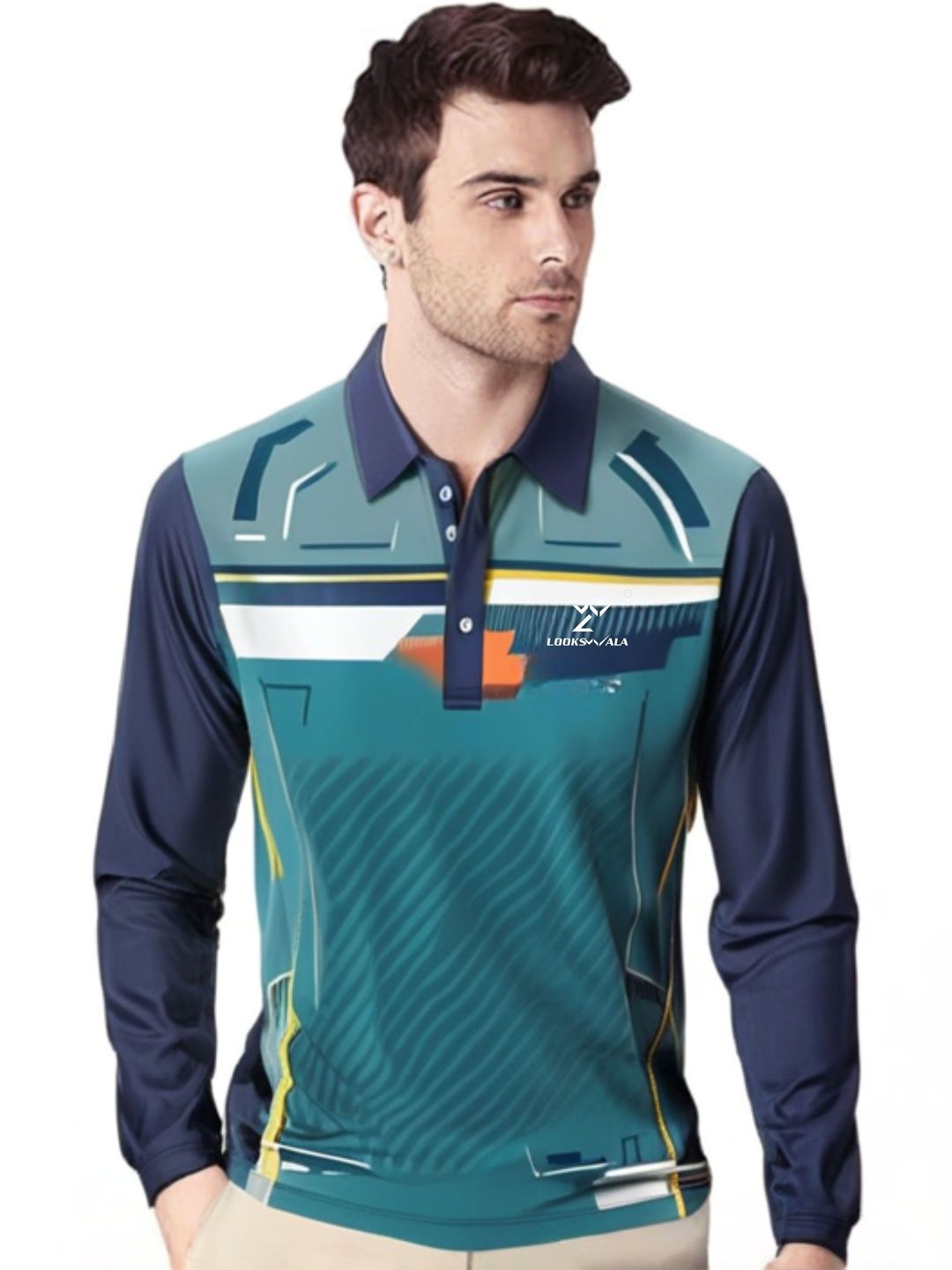 Lookswala Men Printed Polo Collar T-shirt