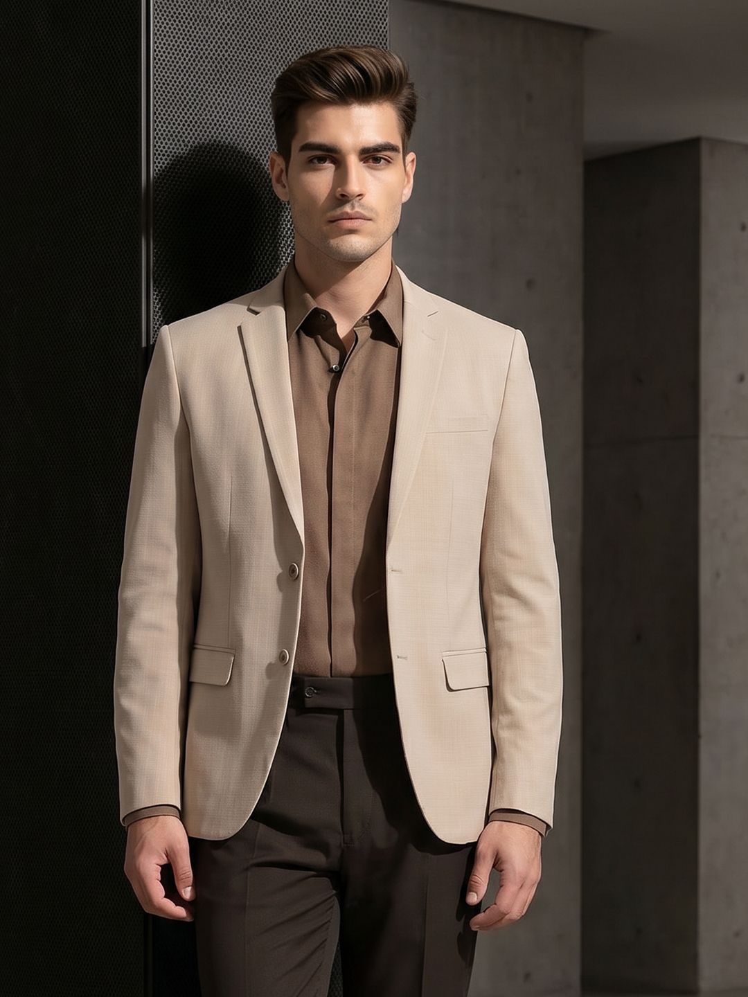 INVICTUS Slim Fit Striped Notched Lapel Single Breasted Formal Blazer