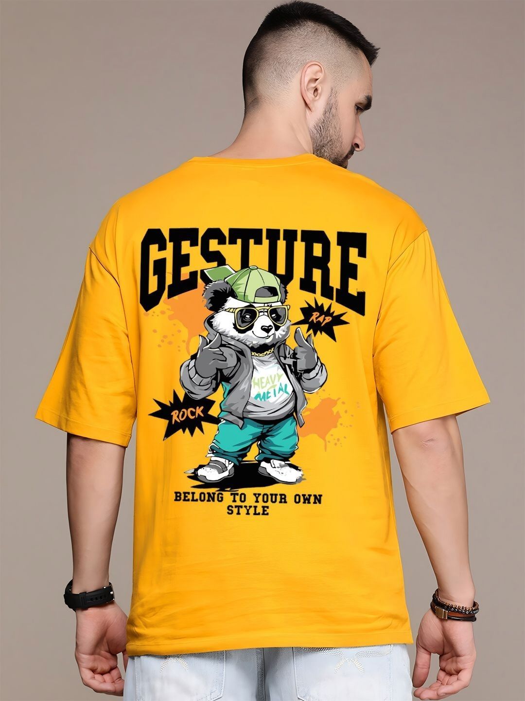 UNIQSOME Men Graphic Printed Round Neck Cotton Oversized T-shirt