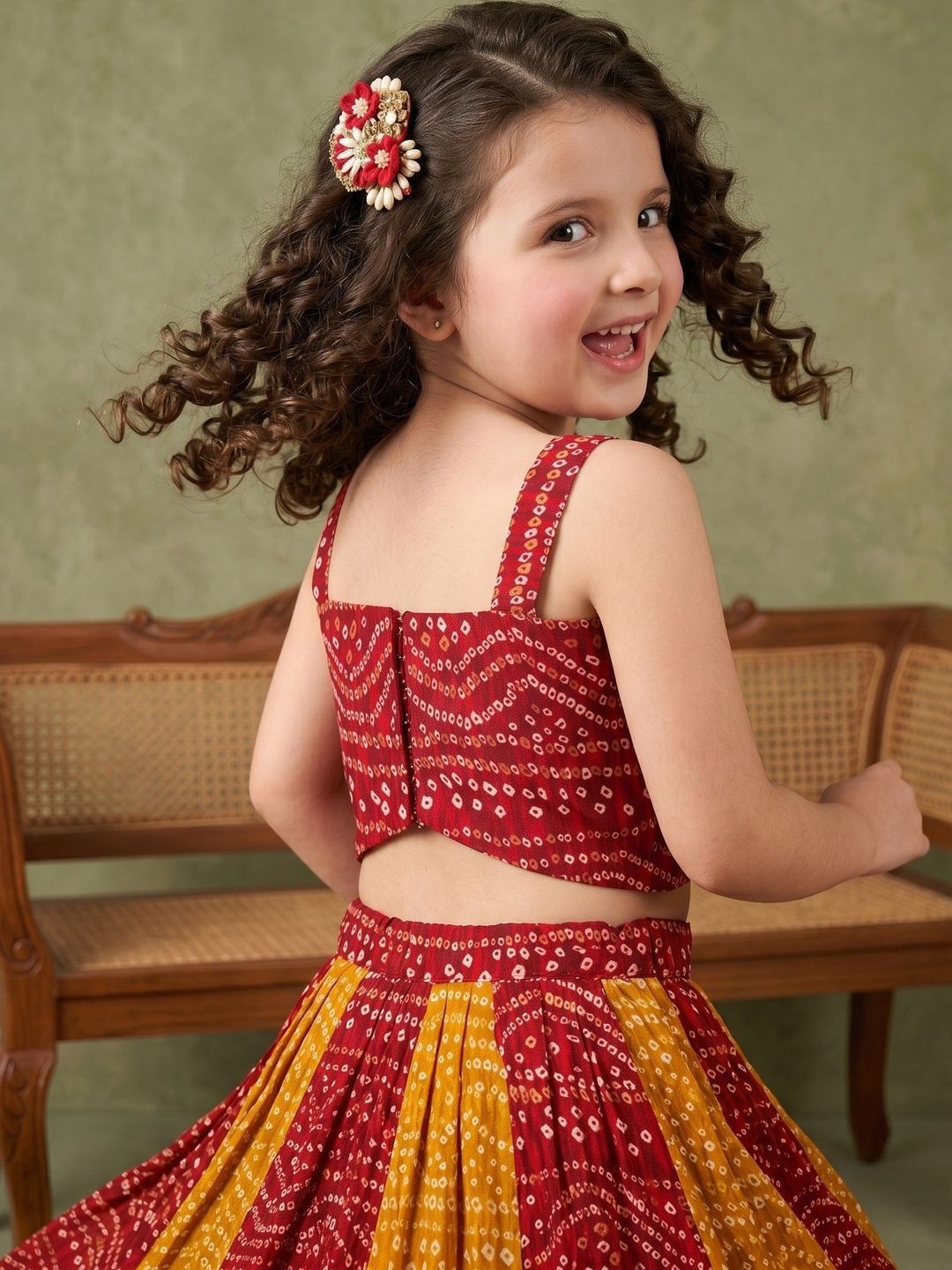 Sangria Girls Printed Ready to Wear Lehenga &
