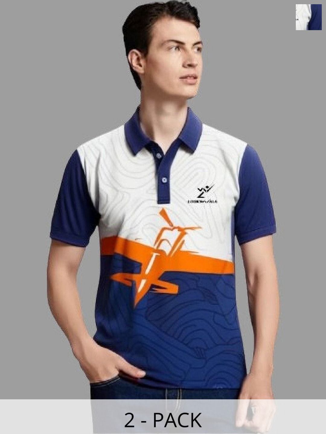 Lookswala Men 2 Printed Polo Collar T-shirt