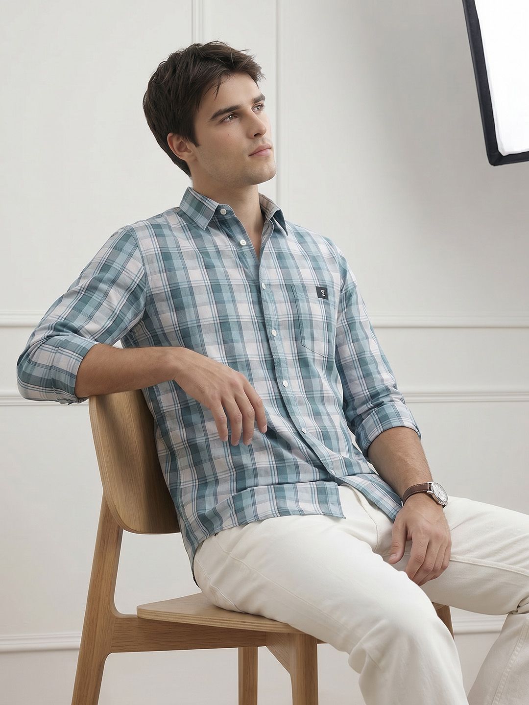 THE SHIRT CODE Checked Pure Cotton Casual Shirt