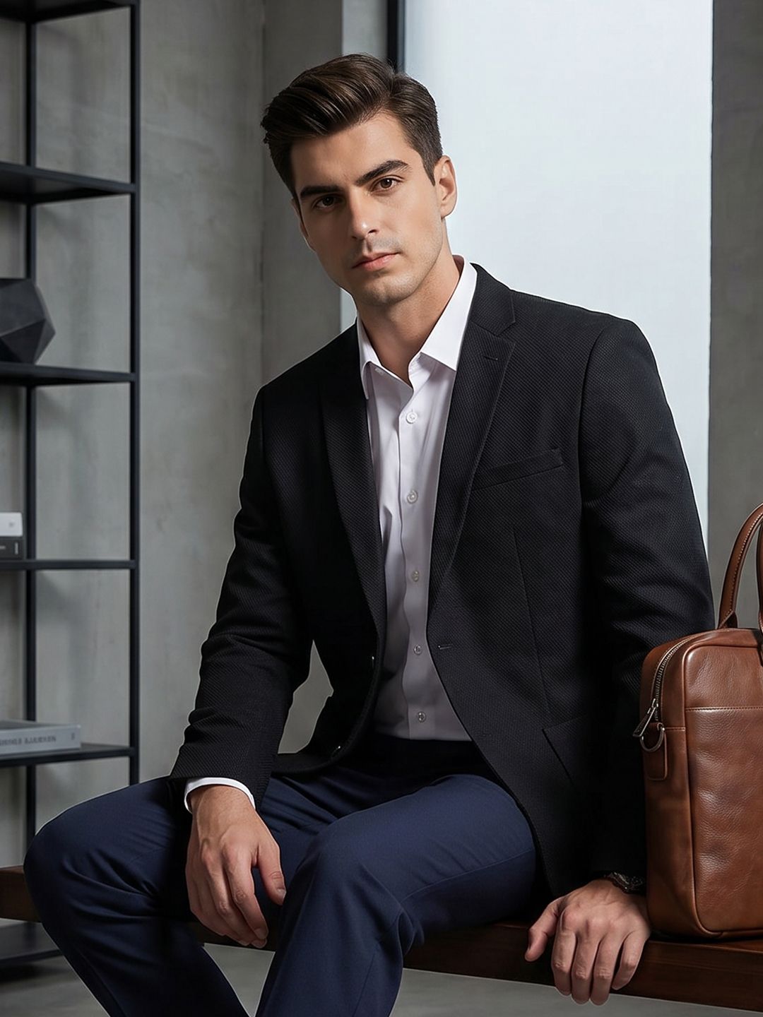 INVICTUS Notched Lapel Single Breasted Formal Blazer