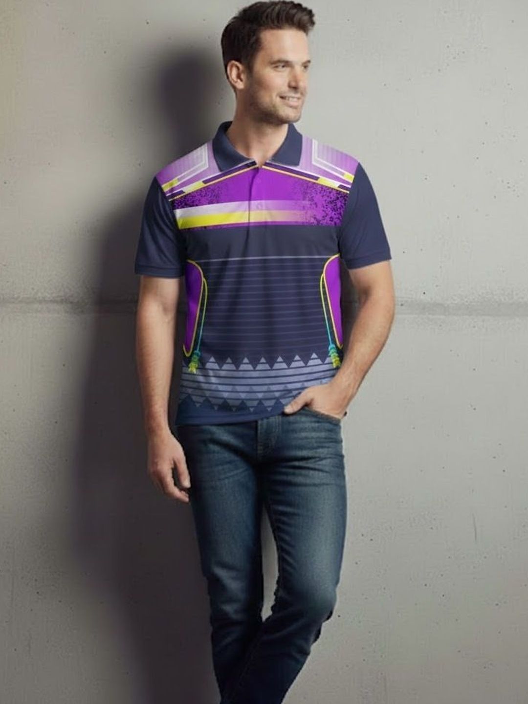 Lookswala Men Printed Polo Collar T-shirt
